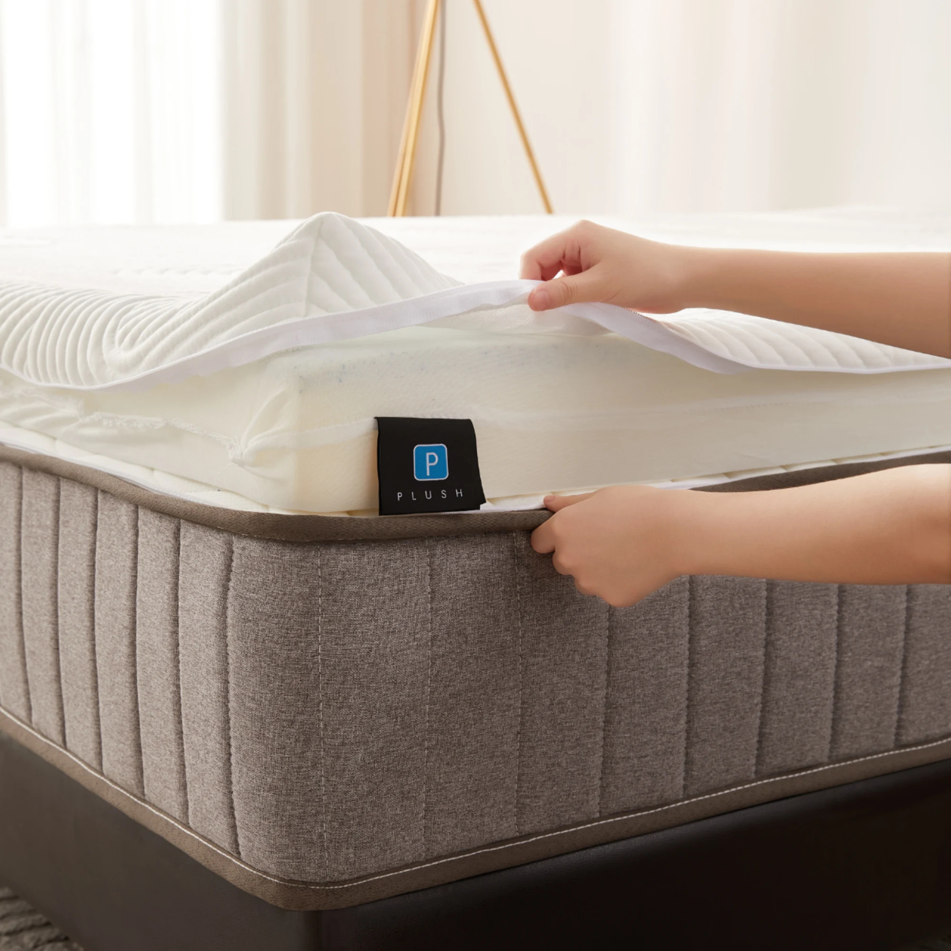 Lumo Cloud Memory Foam Mattress, Adjustable Firmness, White, Grey
