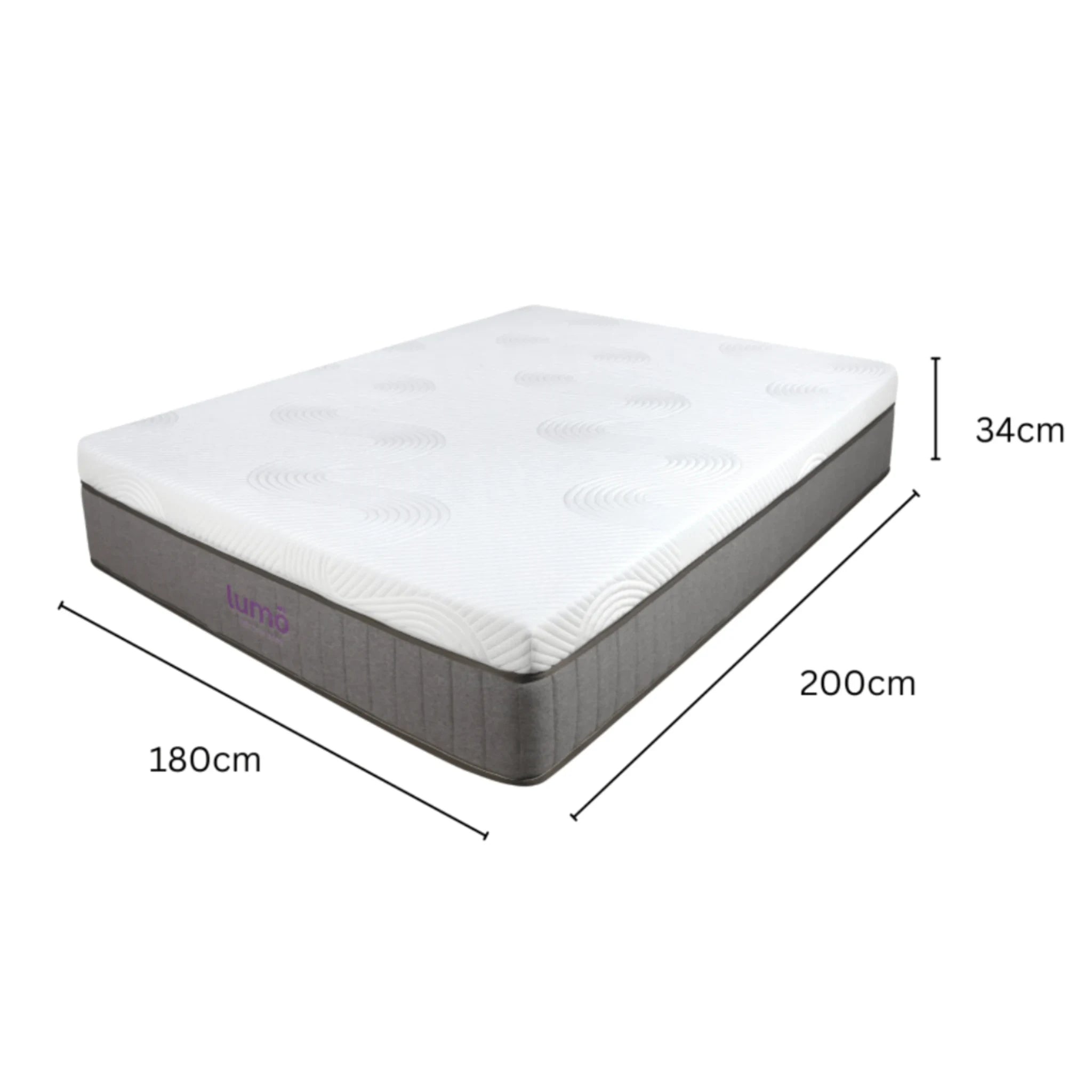 Lumo Cloud Memory Foam Mattress, Adjustable Firmness, White, Grey