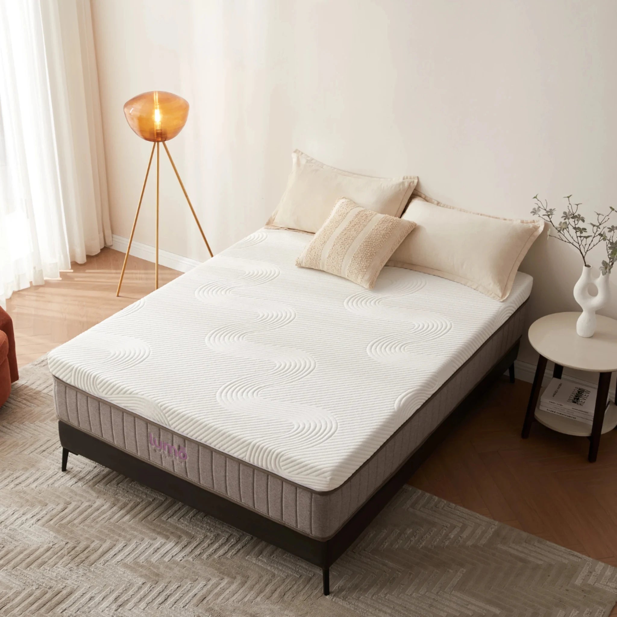 Lumo Cloud Memory Foam Mattress, Adjustable Firmness, White, Grey