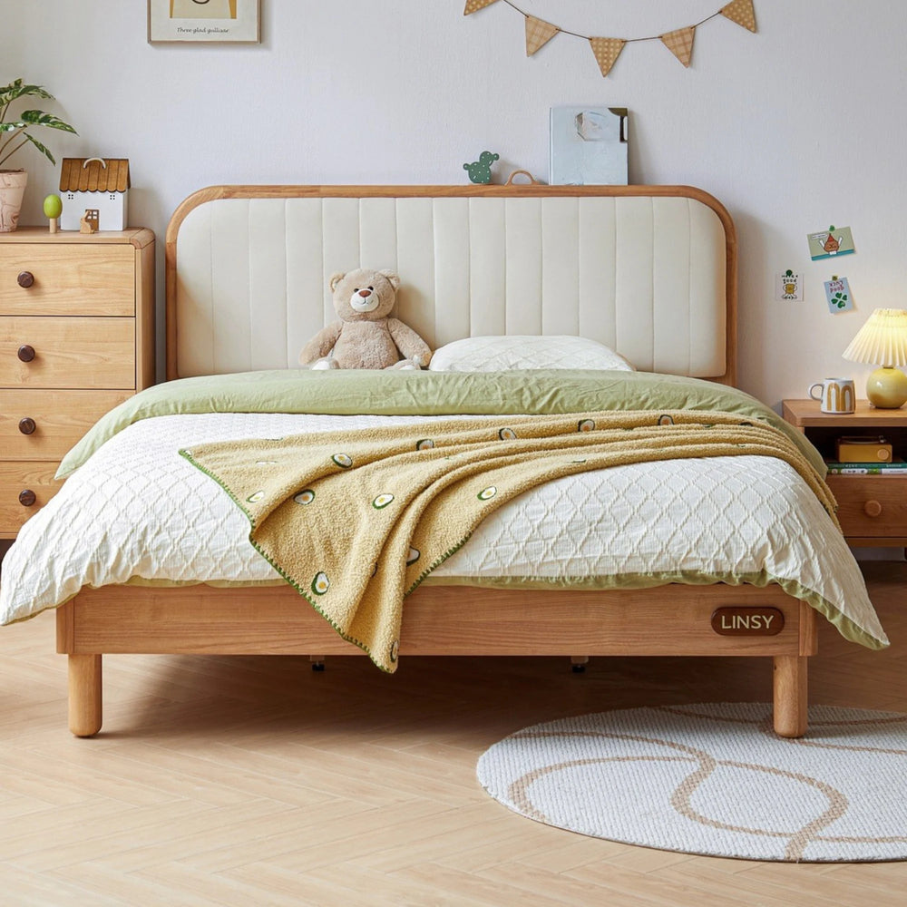 Linspire Sunny Kids Bed Frame, 127x215x88/105cm, Natural Wood