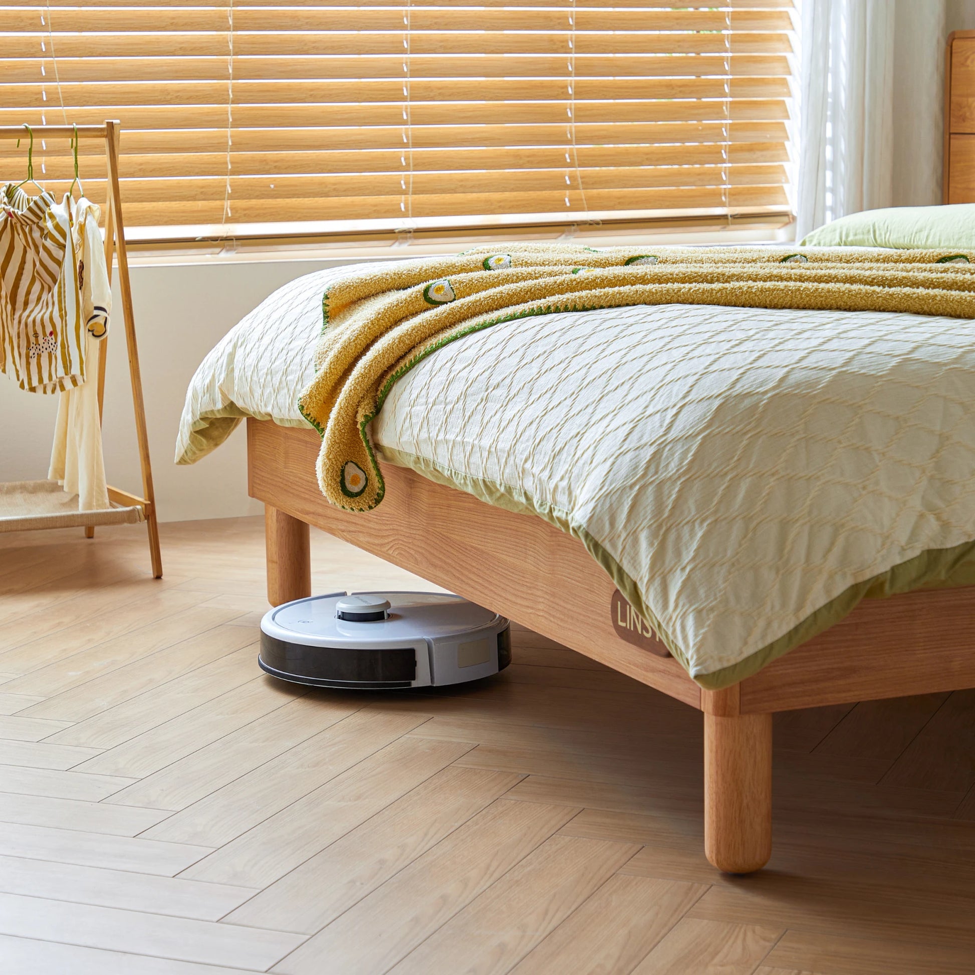 Linspire Sunny Kids Bed Frame, 127x215x88/105cm, Natural Wood