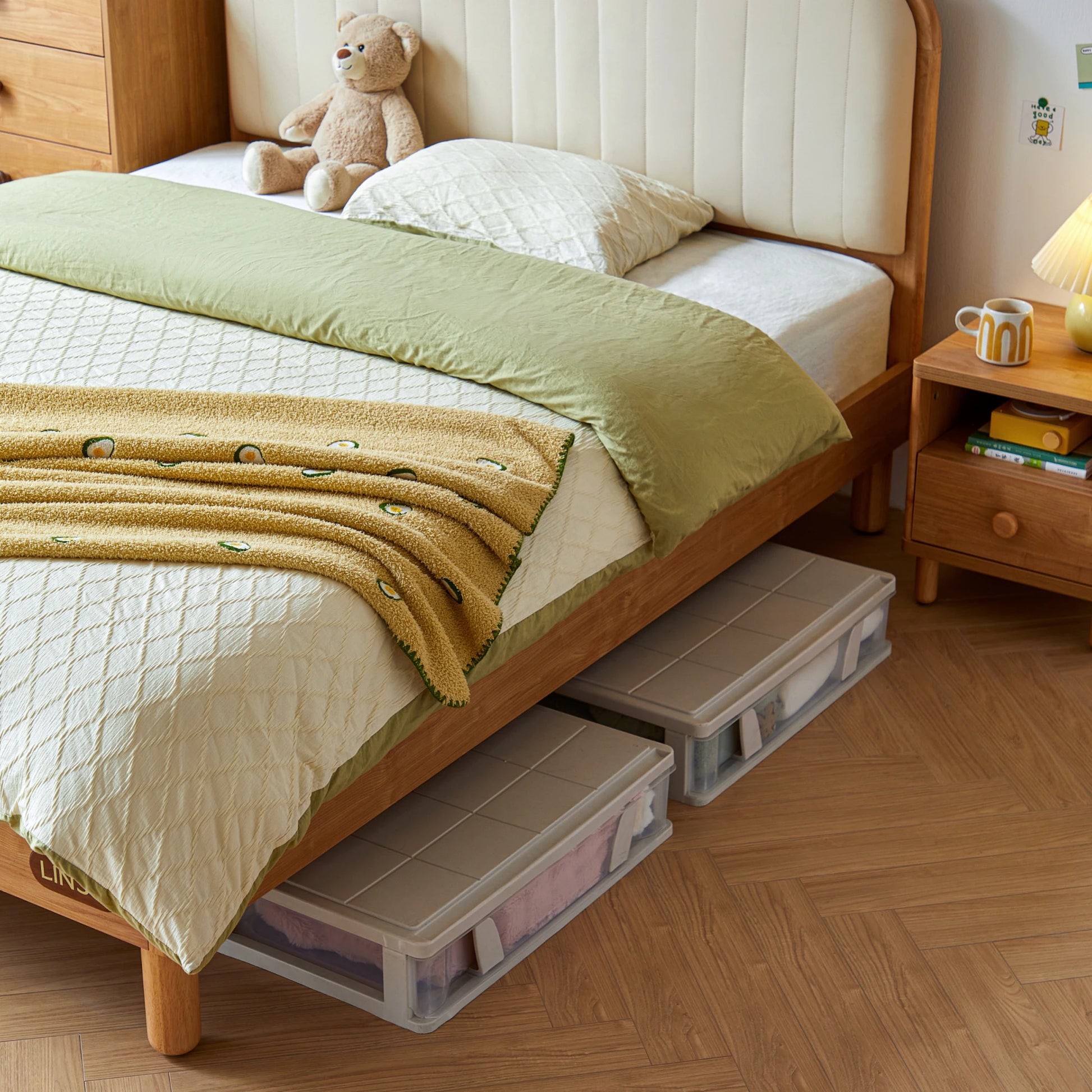 Linspire Sunny Kids Bed Frame, 127x215x88/105cm, Natural Wood