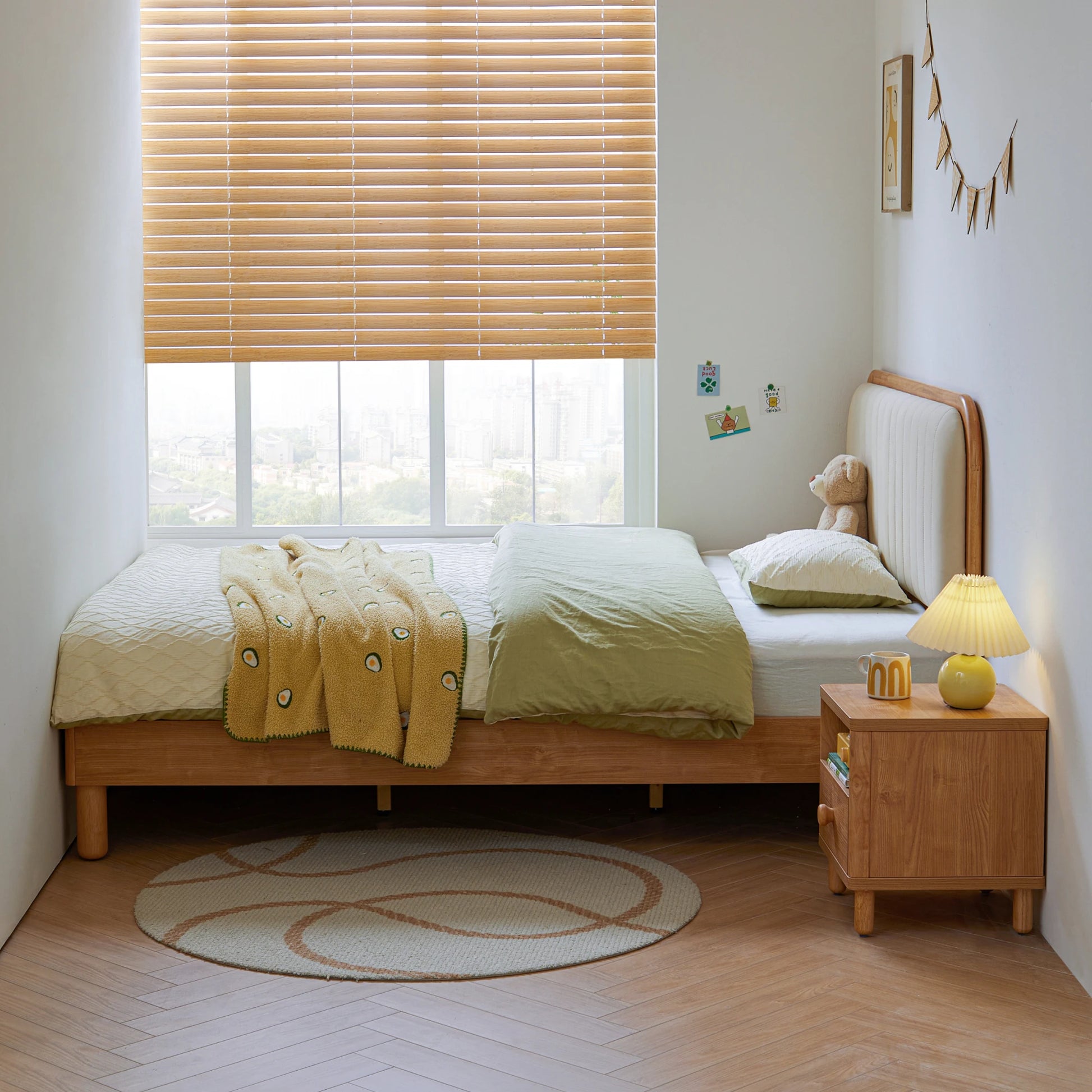 Linspire Sunny Kids Bed Frame, 127x215x88/105cm, Natural Wood