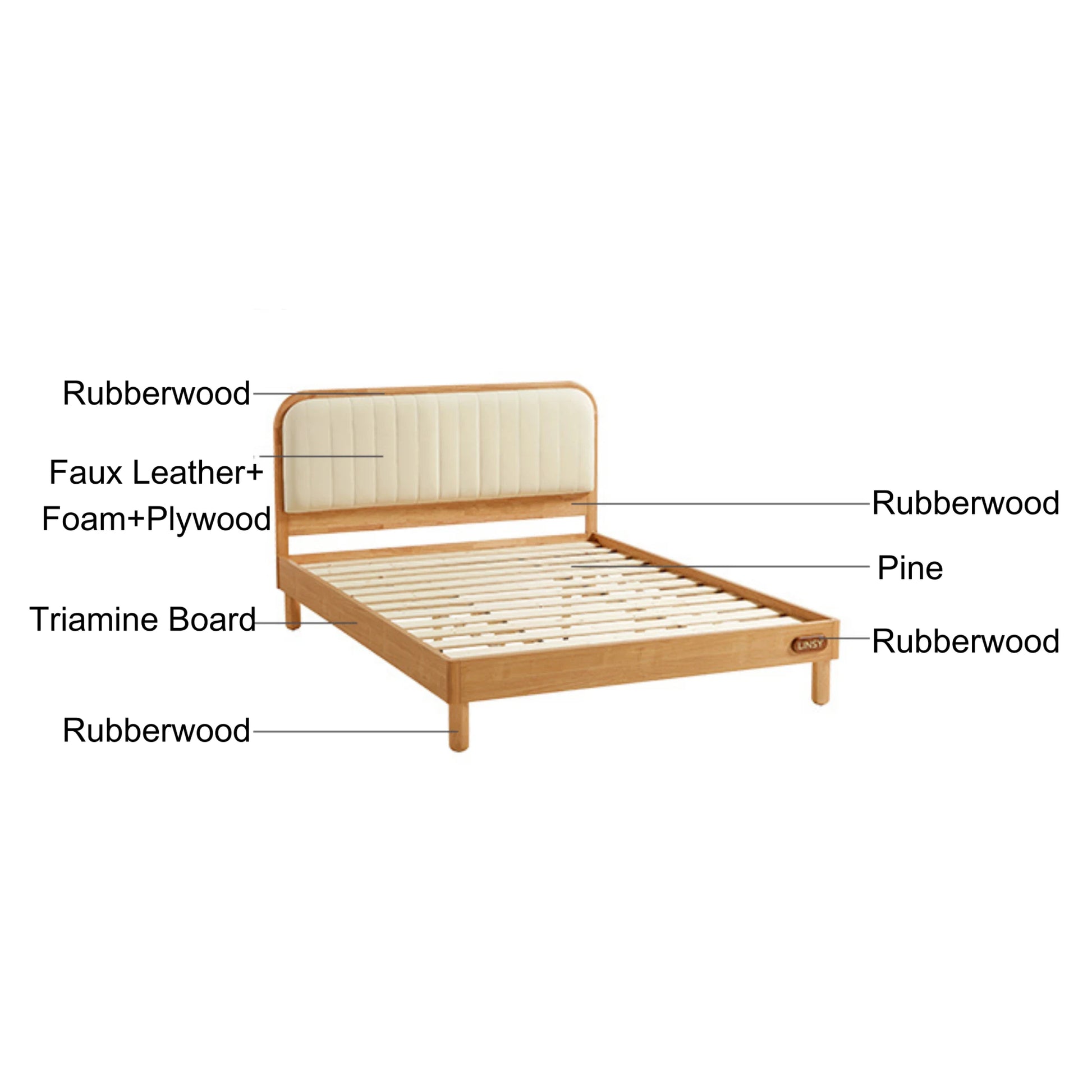 Linspire Sunny Kids Bed Frame, 127x215x88/105cm, Natural Wood