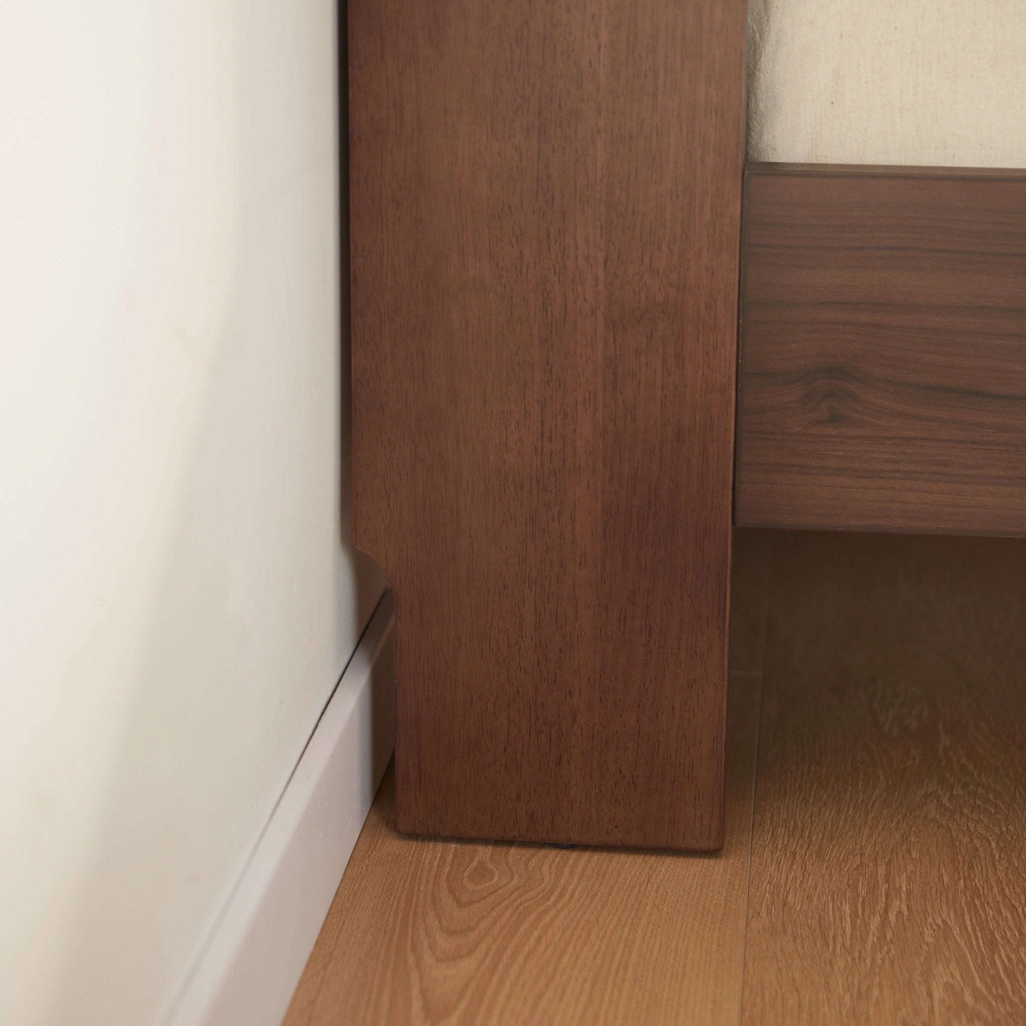 Linspire Ursula Bed Frame With Storage Headboard, Dark Wood