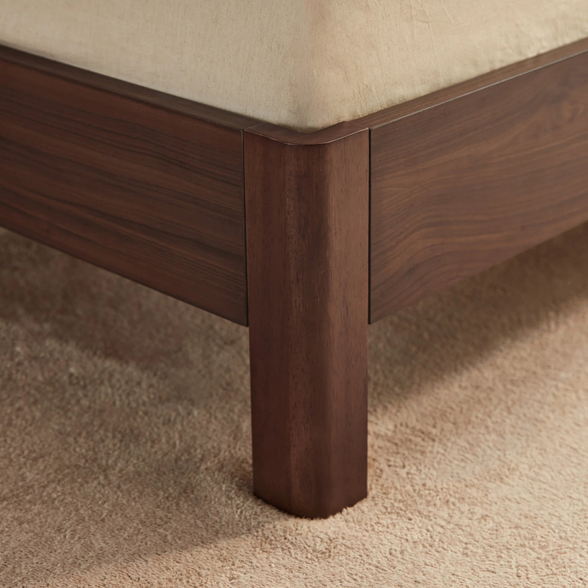 Linspire Ursula Bed Frame With Storage Headboard, Dark Wood