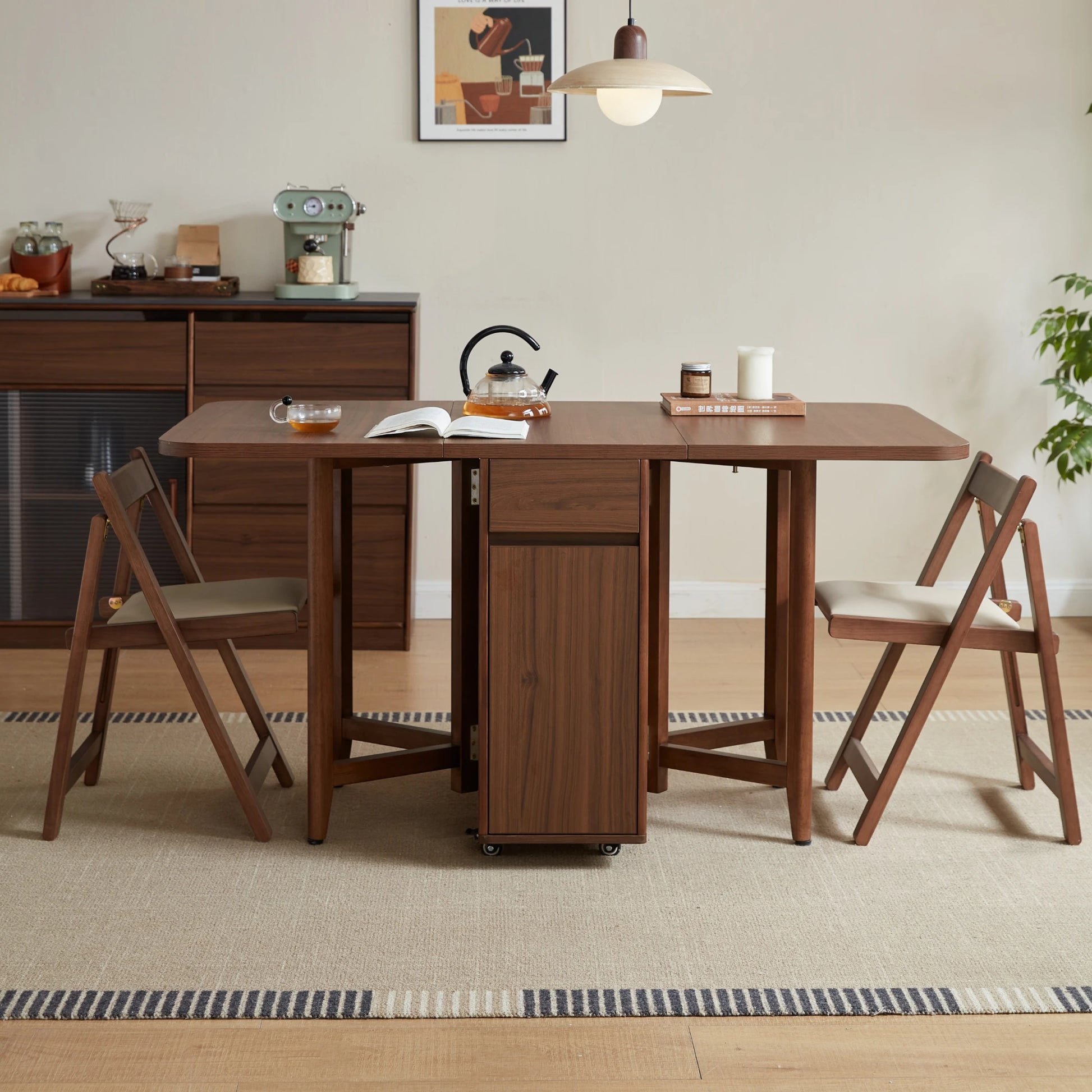 Linspire Ursula Folding Dining Table on Casters with Storage