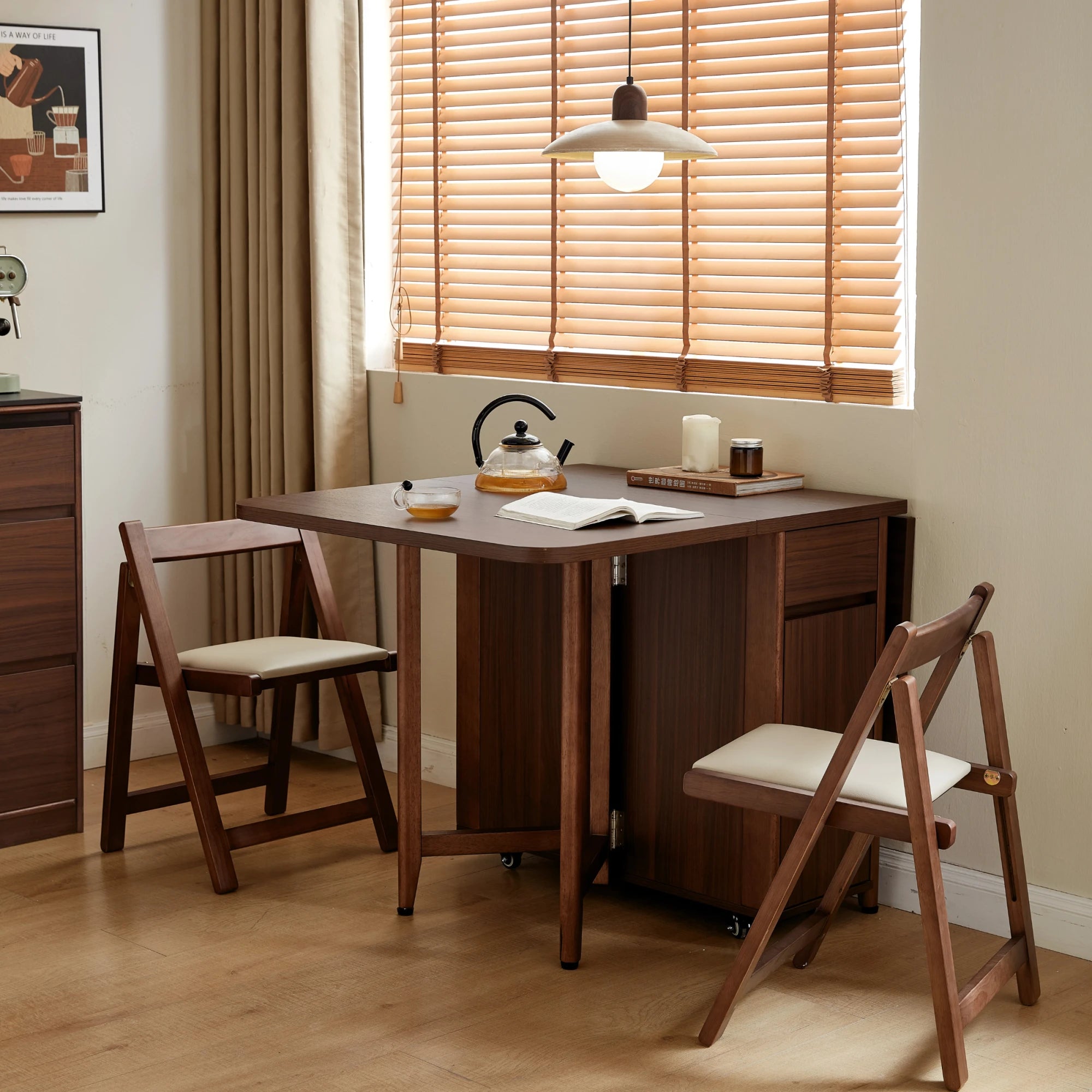 Linspire Ursula Folding Dining Table on Casters with Storage