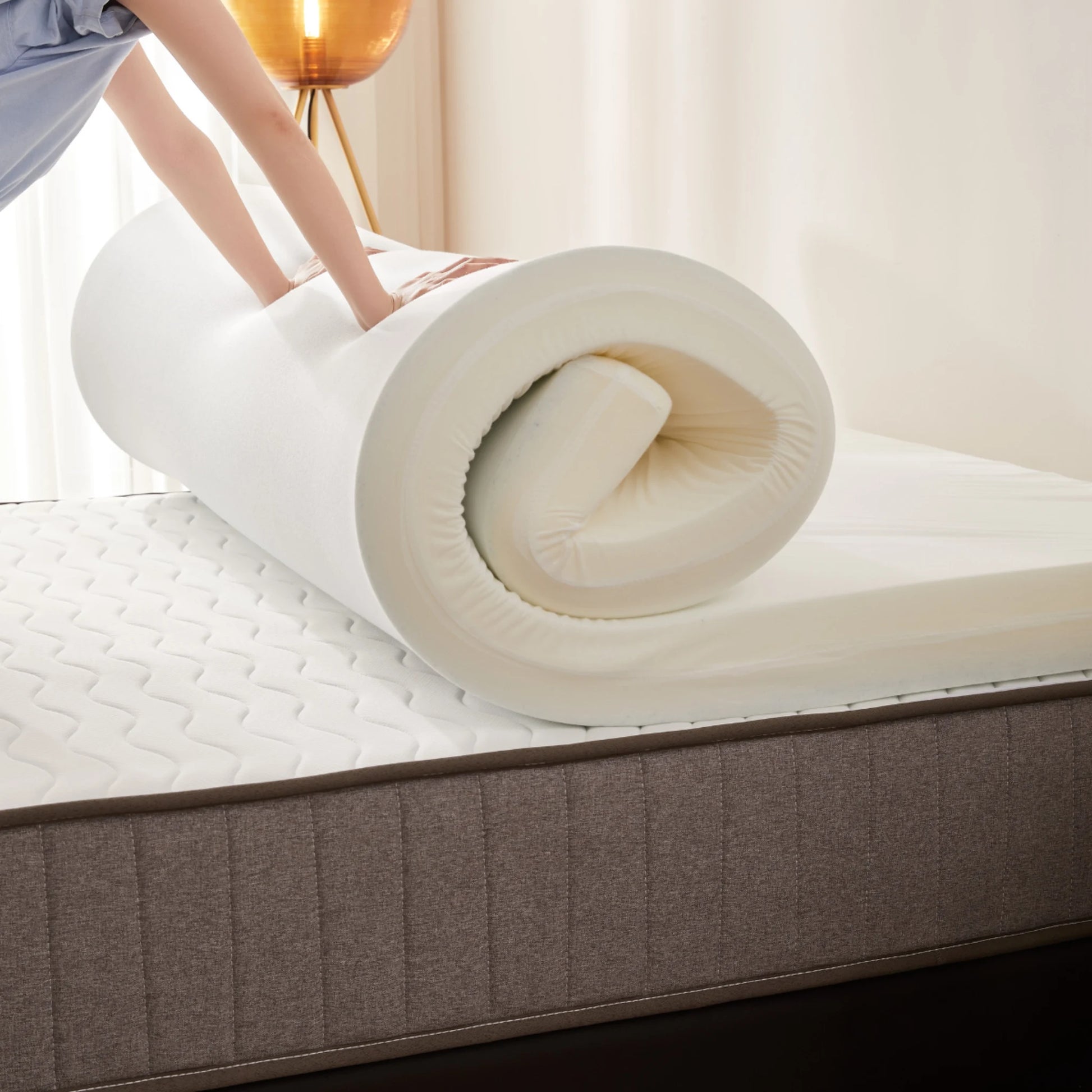 Lumo Cloud Memory Foam Mattress, Adjustable Firmness, White, Grey