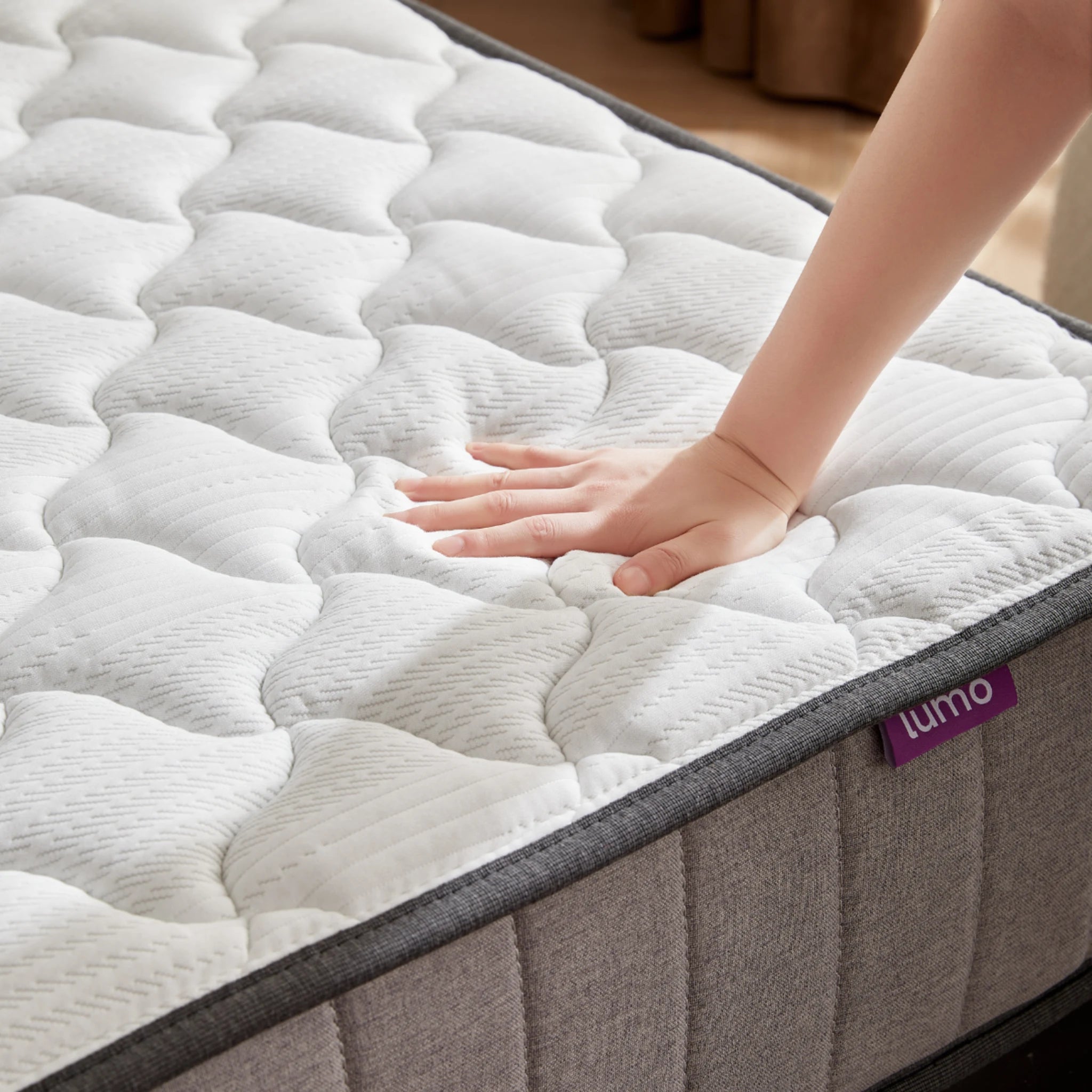 Lumo Cloud Memory Foam Mattress, Adjustable Firmness, White, Grey
