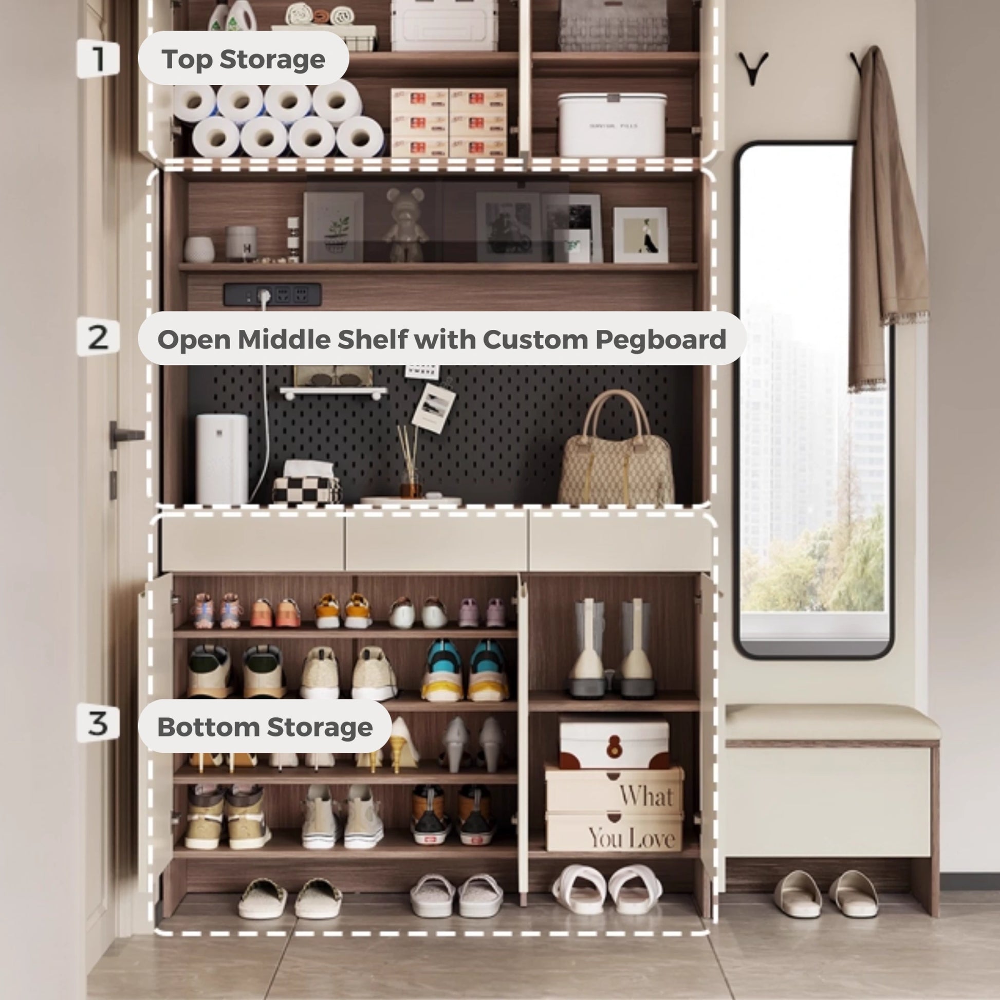Linspire Vanko Shoe Cabinet with Upper Storage