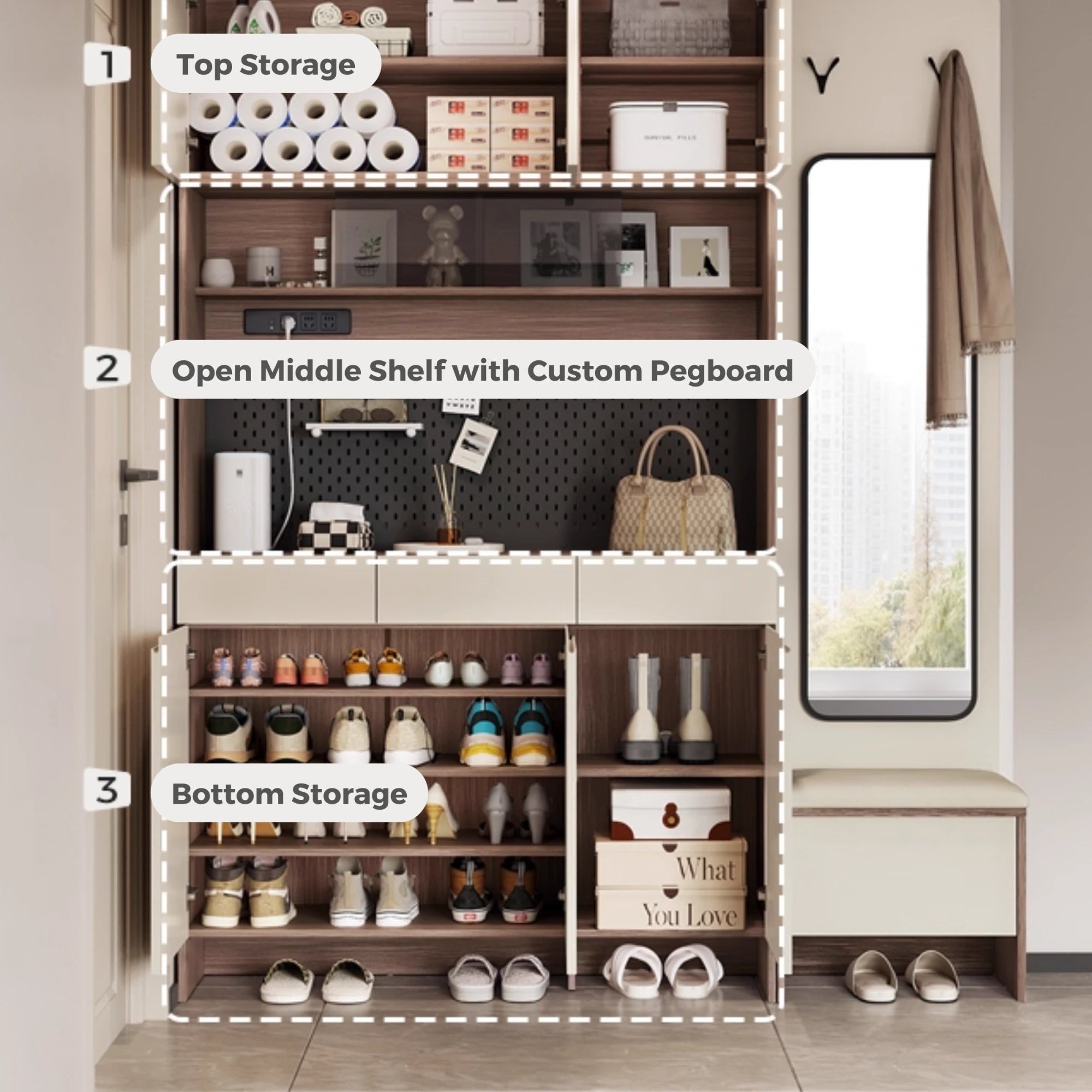 Linspire Vanko Shoe Cabinet with Upper Storage