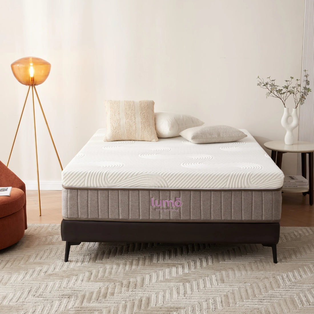 Lumo Cloud Memory Foam Mattress, Adjustable Firmness, White & Grey