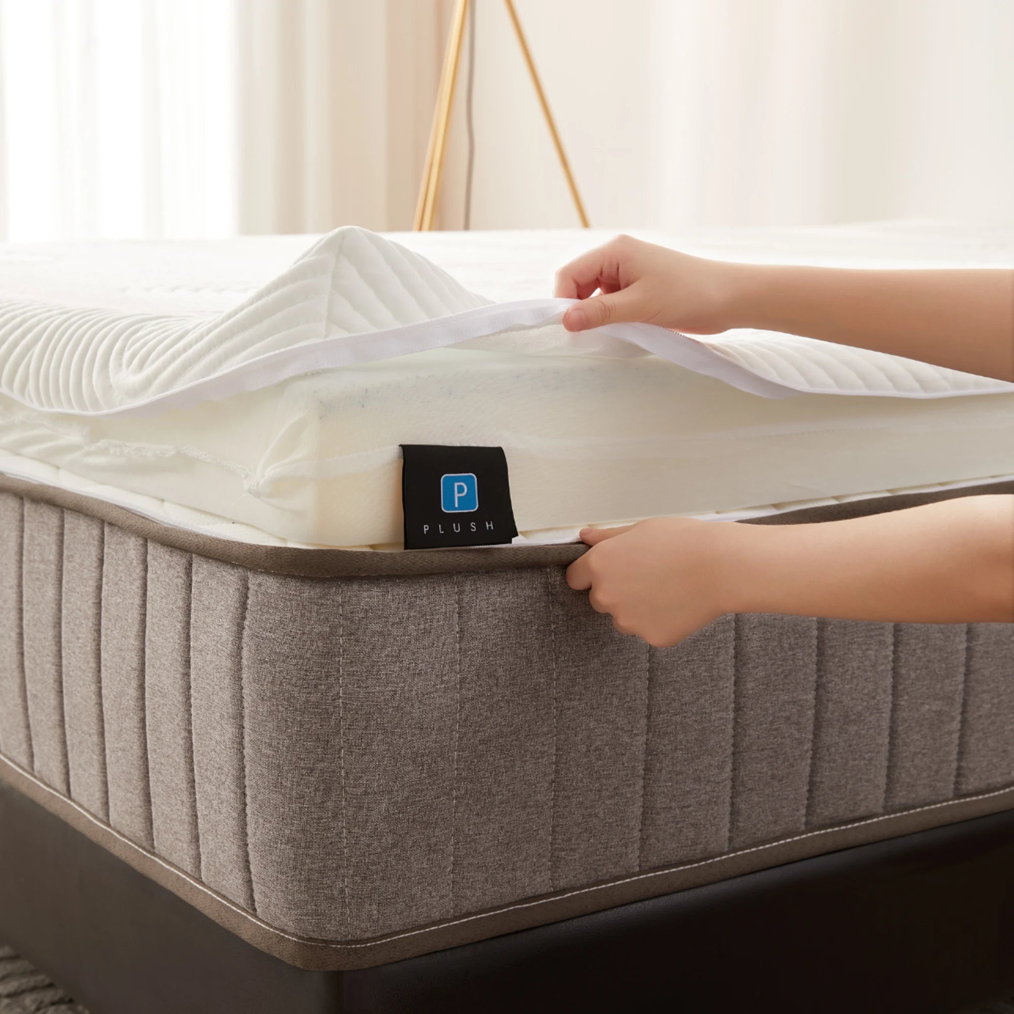 Lumo Cloud Memory Foam Mattress, Adjustable Firmness, White, Grey