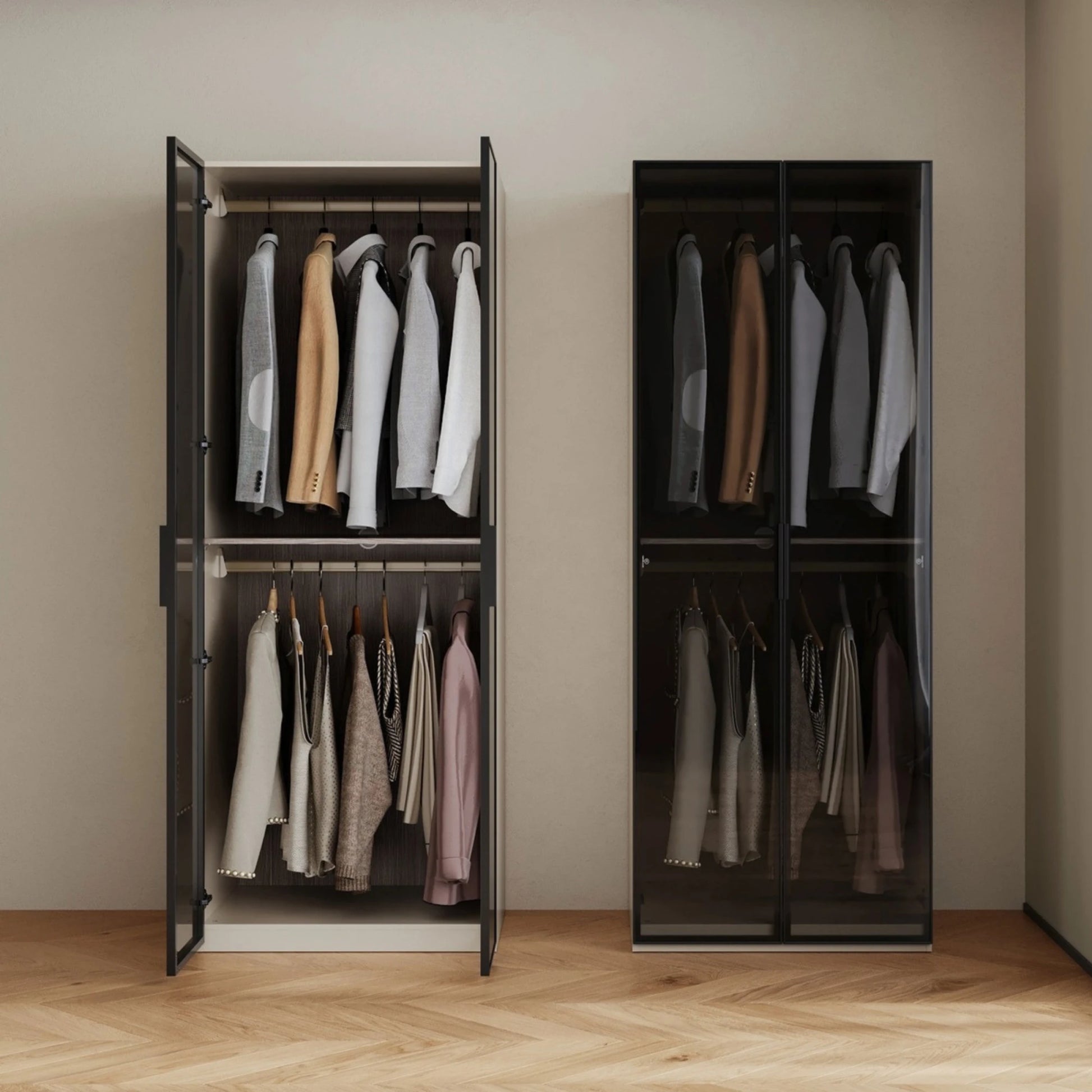 Linspire Vanko 2-Door Wardrobe with Glass Doors