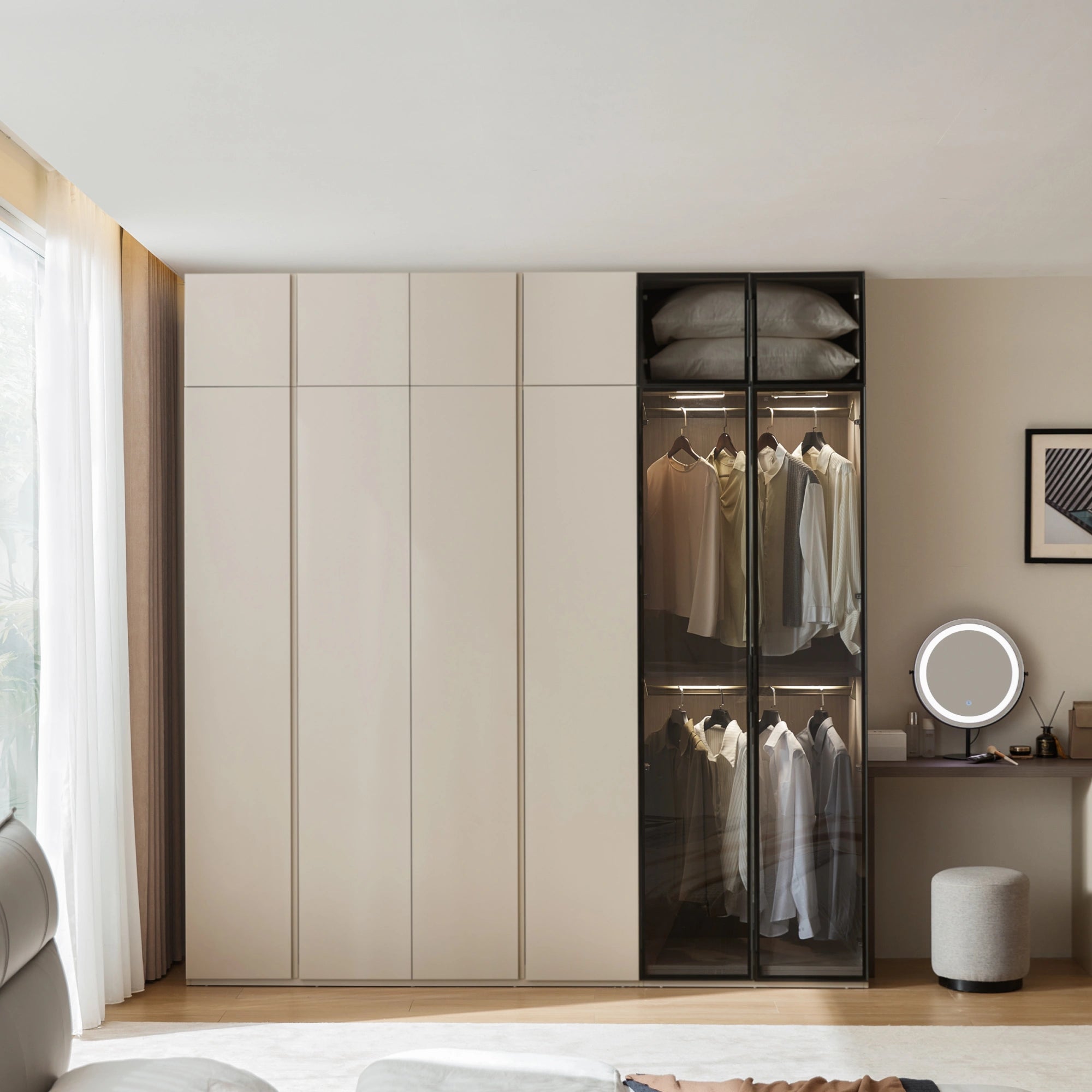 Linspire Vanko 2-Door Wardrobe with Glass Doors