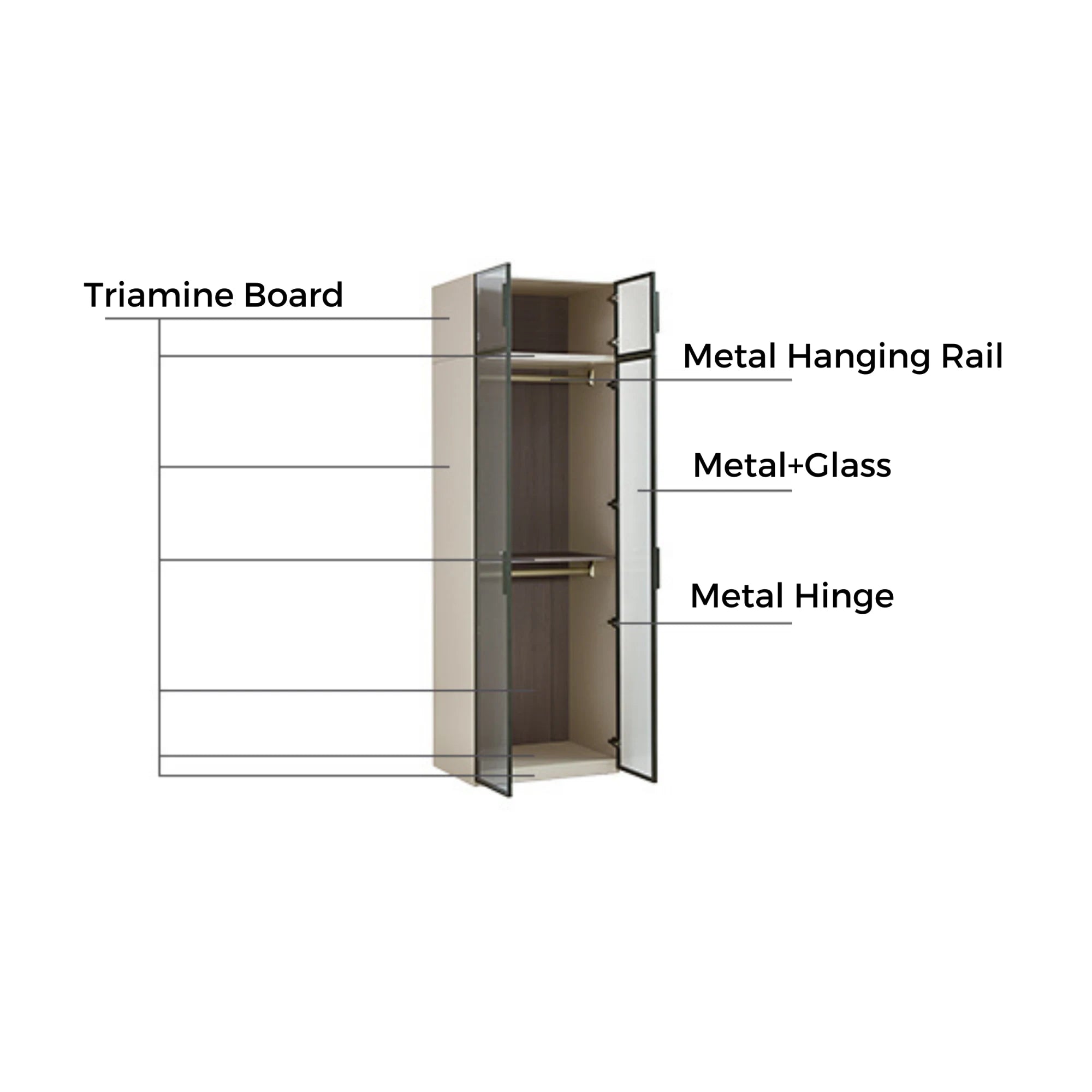 Linspire Vanko 2-Door Wardrobe with Glass Doors