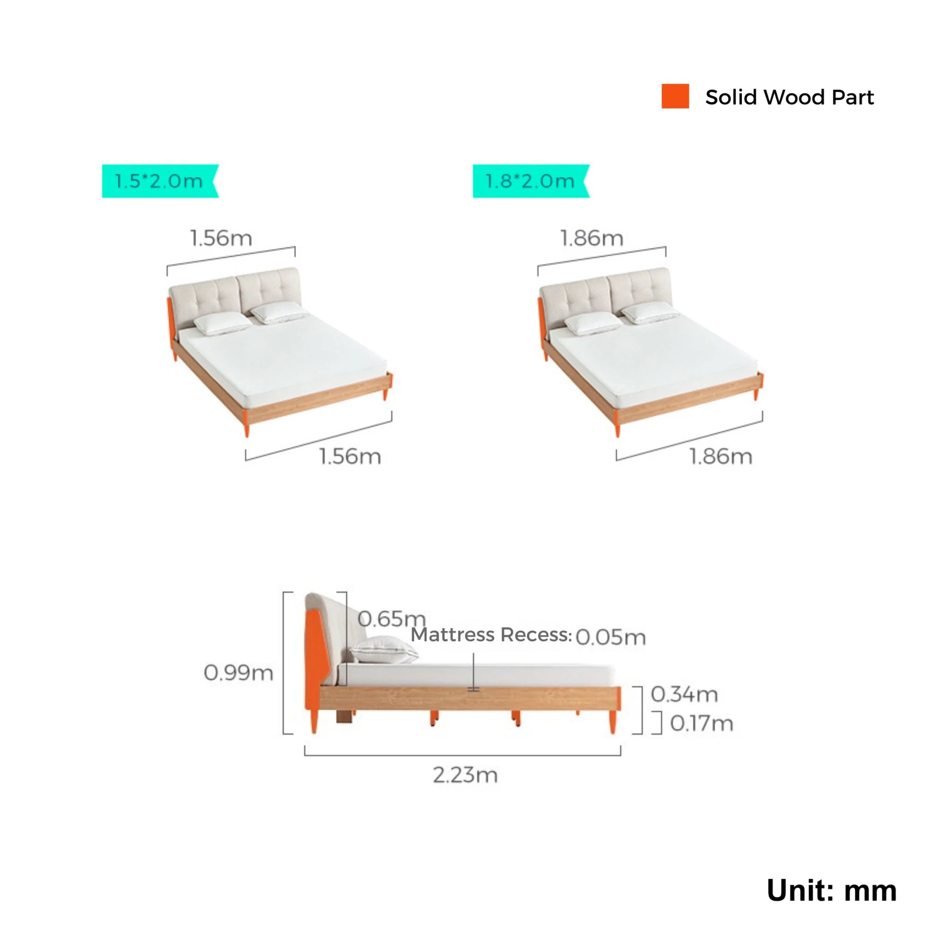 Linspire Yumi Bed Frame, Natural Wood