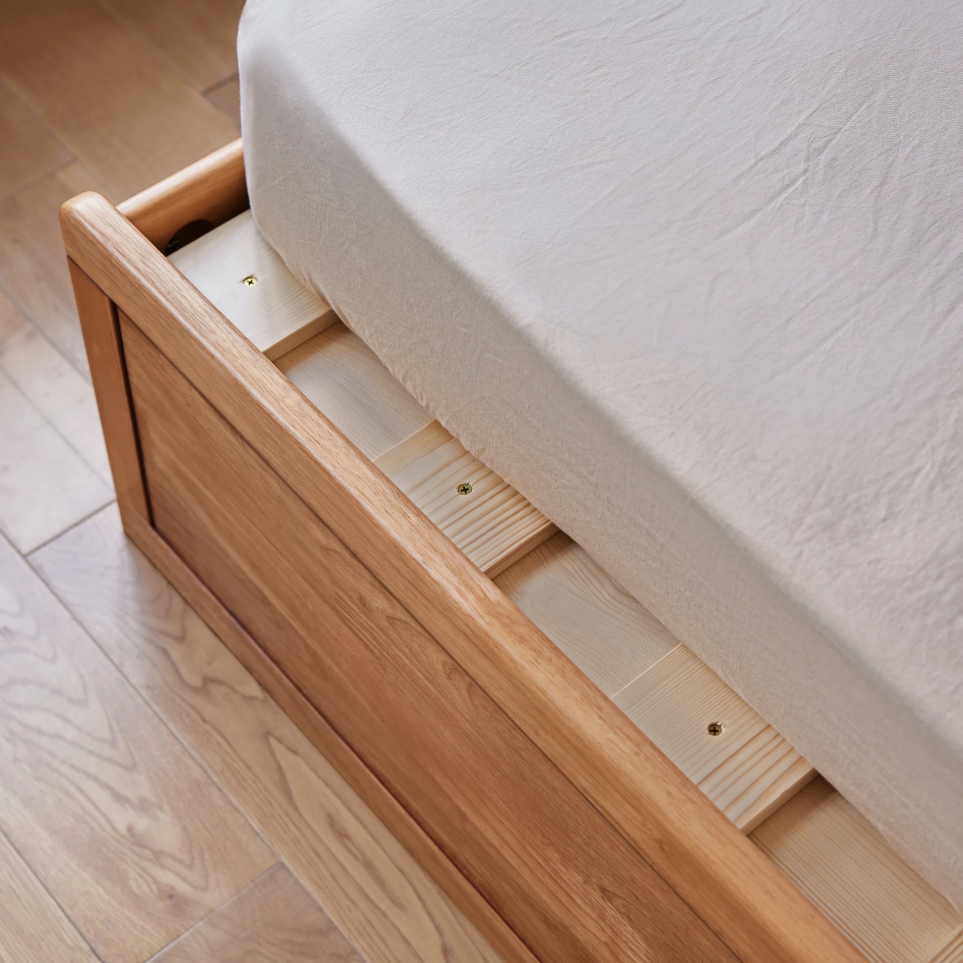Linspire Yumi Bed Base With Underbed Storage, Natural Wood