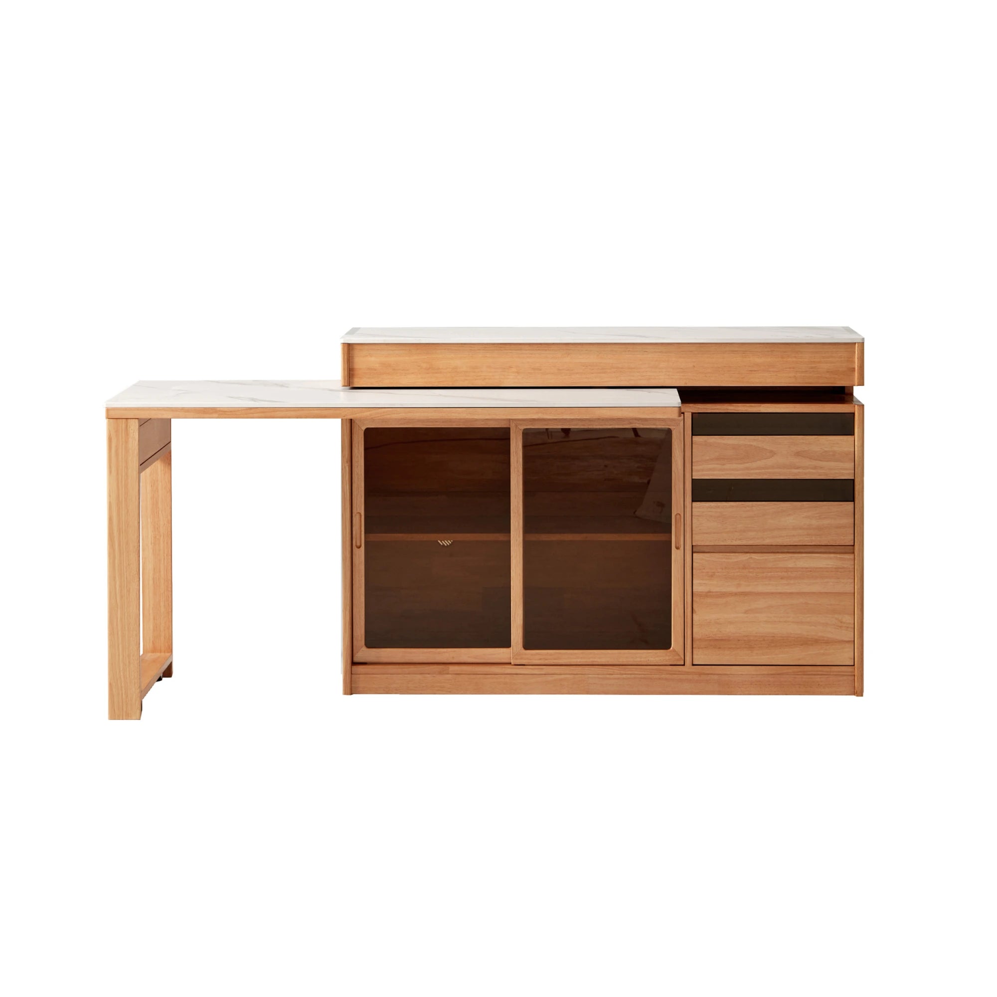 Linspire Yumi Extendable Solid Wood Sideboard with Sintered Stone Top