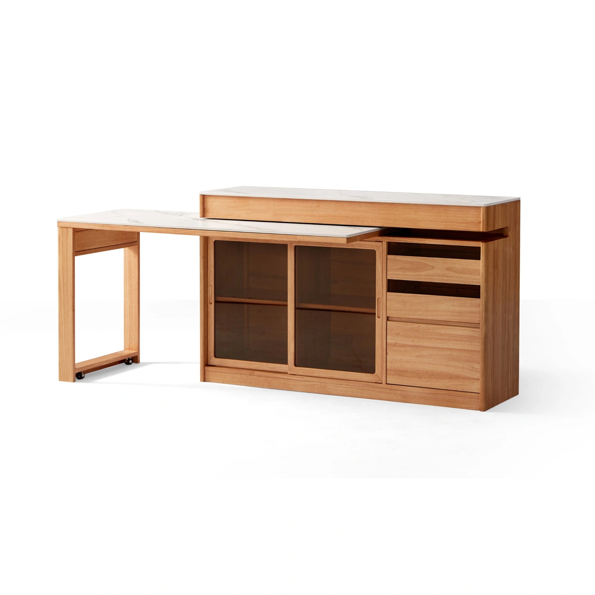 Linspire Yumi Extendable Solid Wood Sideboard with Sintered Stone Top