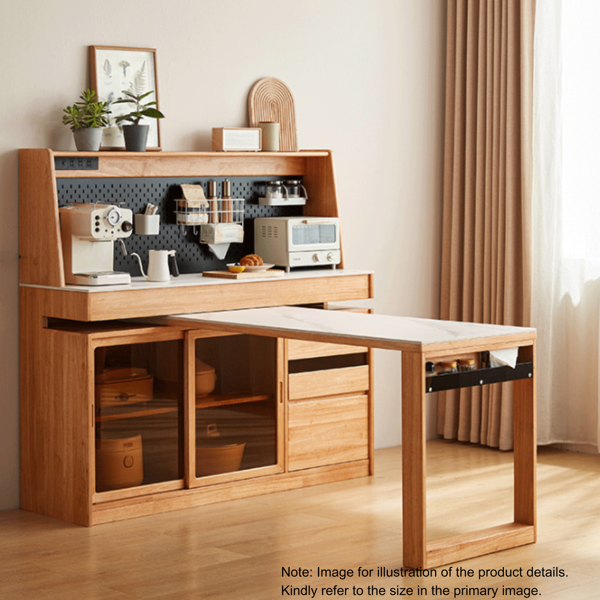 Linspire Yumi Extendable Solid Wood Sideboard with Sintered Stone Top