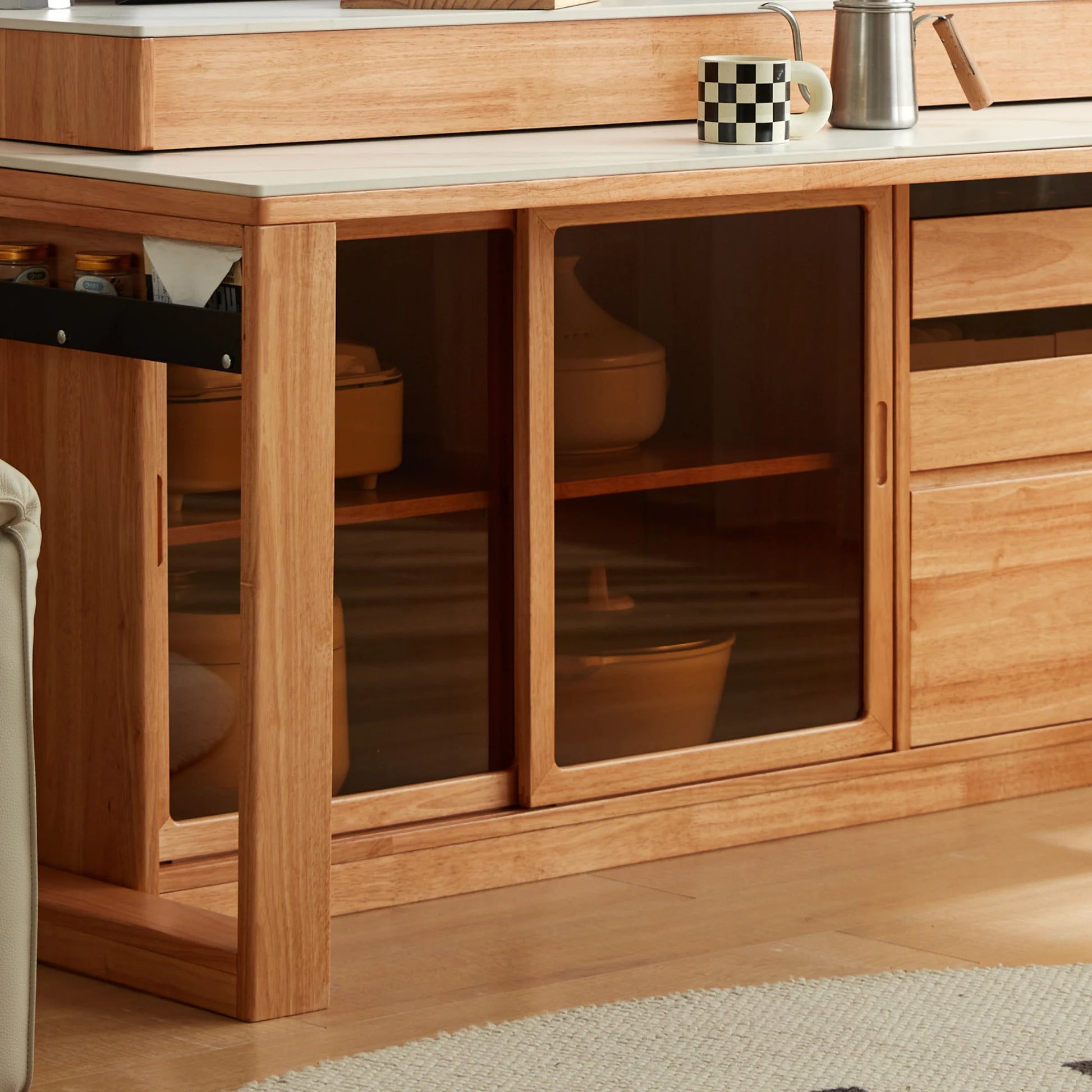 Linspire Yumi Extendable Solid Wood Sideboard with Sintered Stone Top