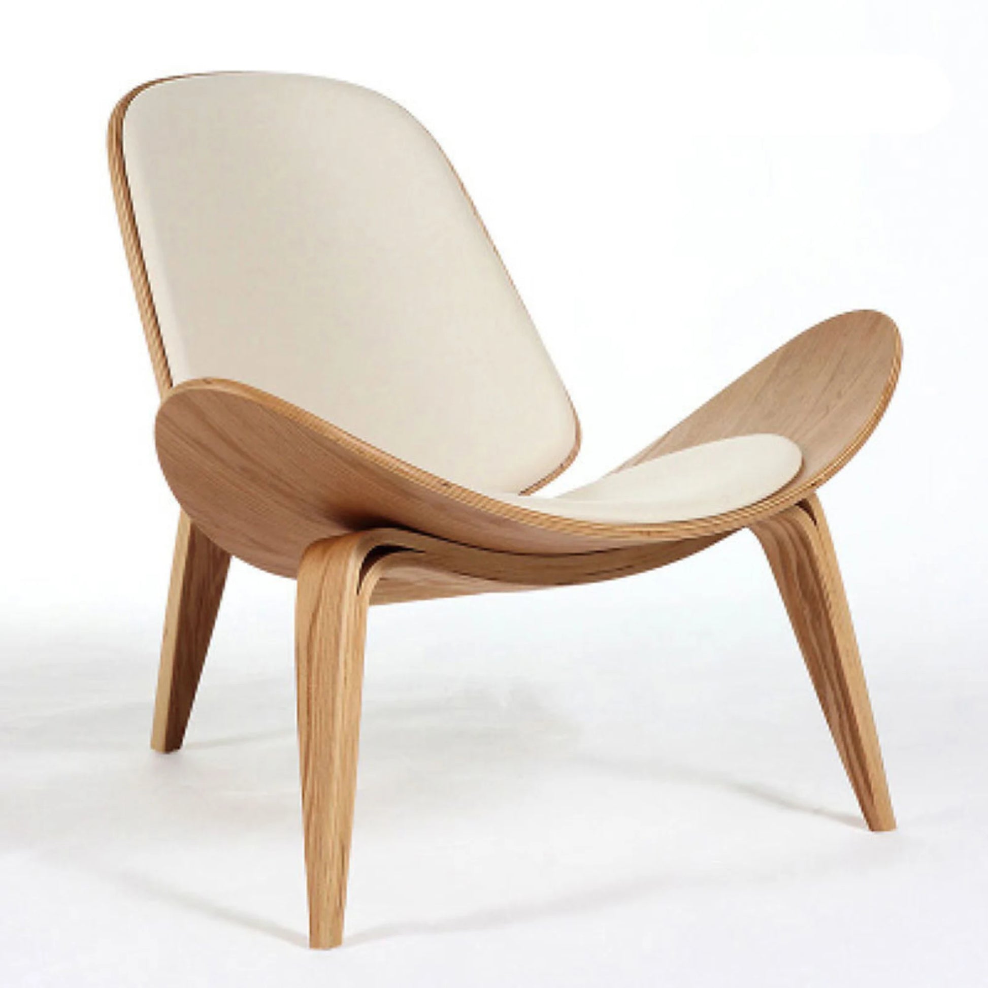 MODE Hans Wegner Shell Chair CH07 Replica, Ivory & Natural Wood