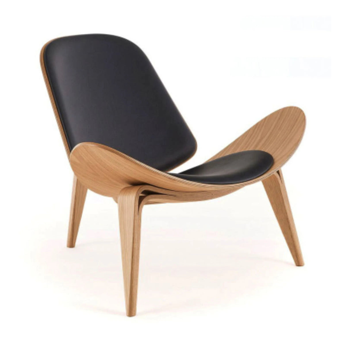 MODE Hans Wegner Shell Chair CH07 Replica, Black & Natural Wood
