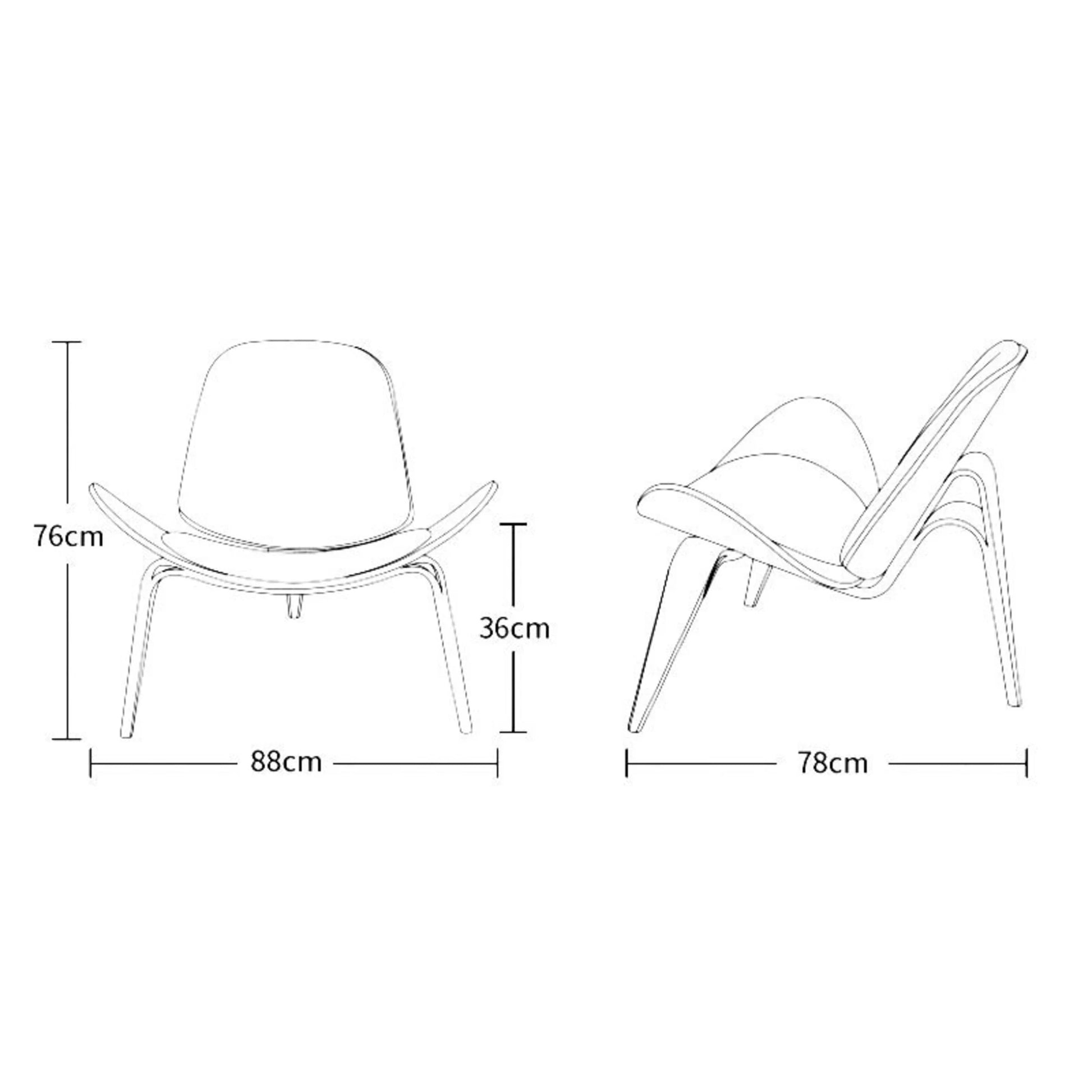 MODE Hans Wegner Shell Chair CH07 Replica, Black & Natural Wood