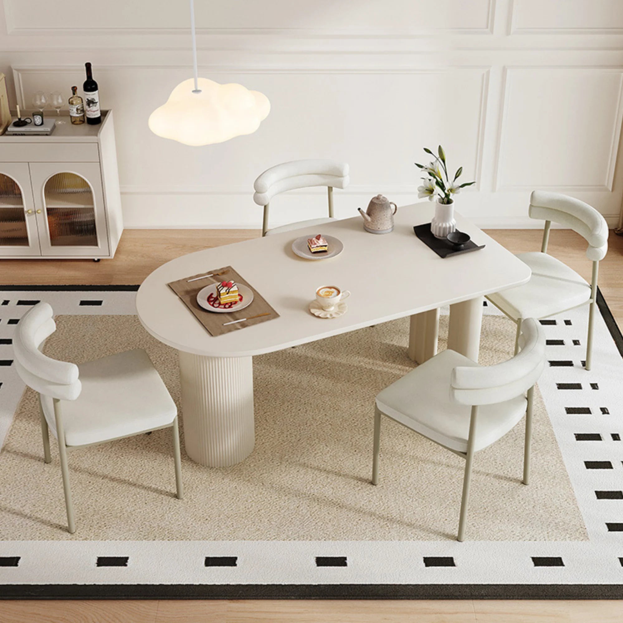 Linspire Flova Dining Table Set, 140cm, Off-White & Creamy White