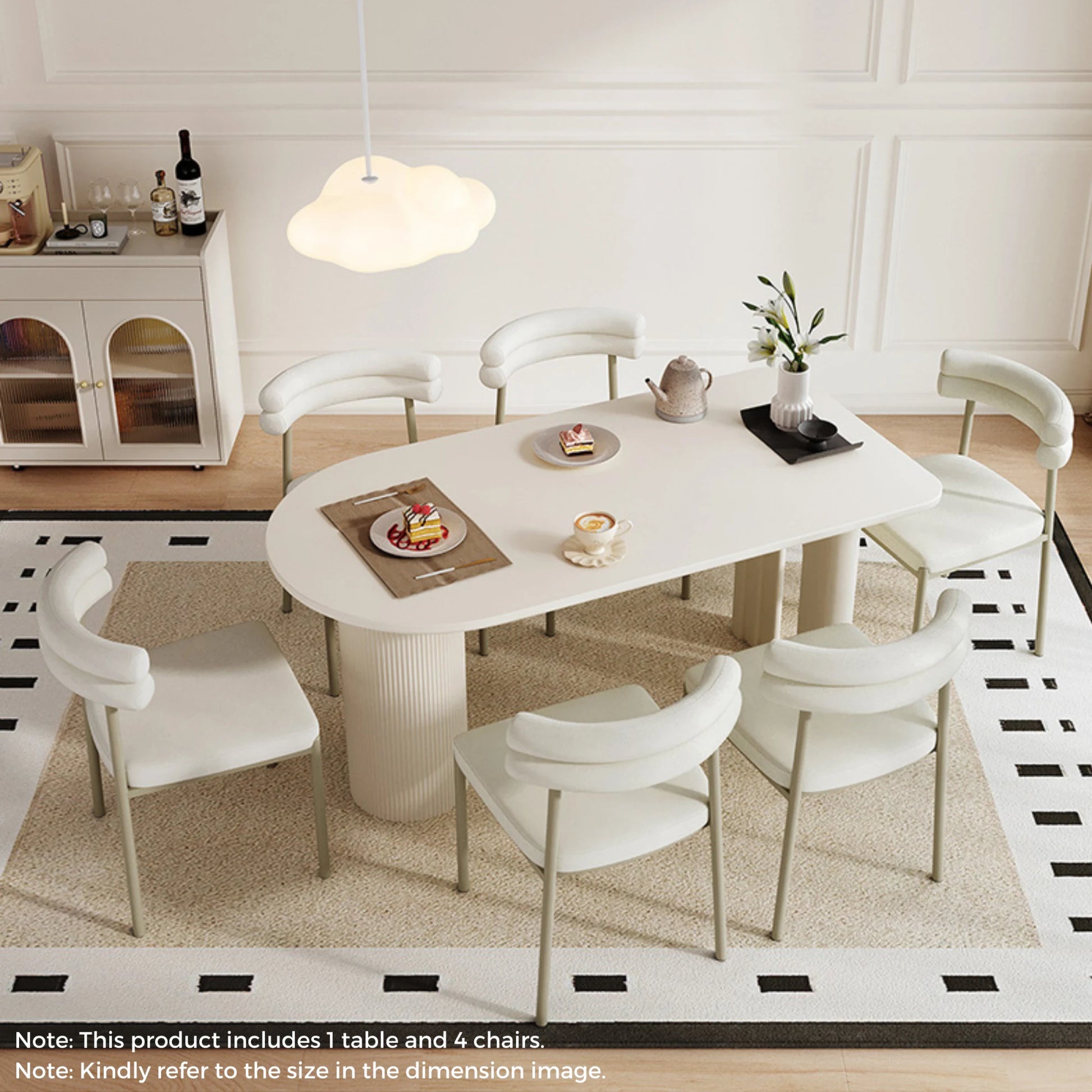 Linspire Flova Dining Table Set, 140cm, Off-White & Creamy White