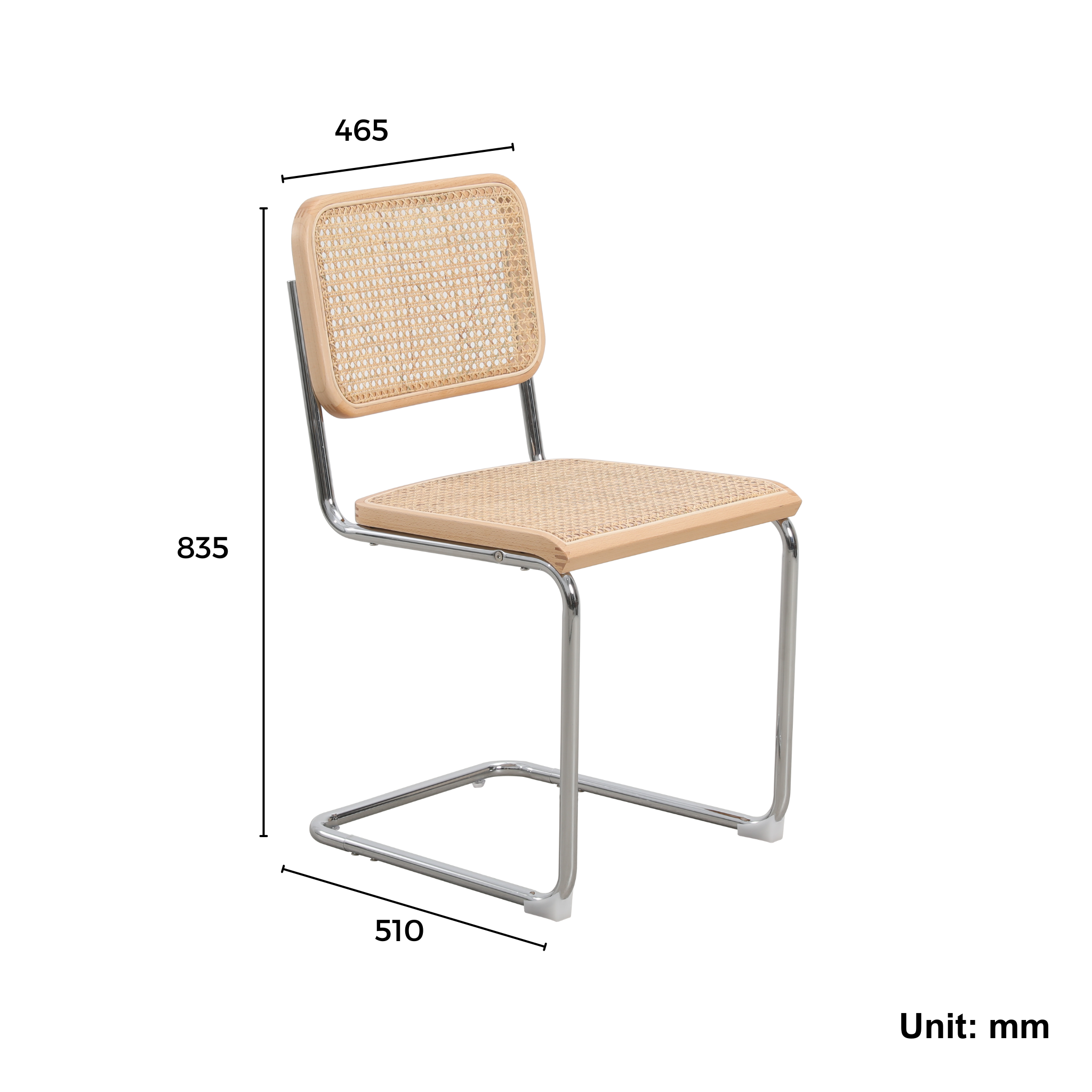 MODE Marcel Breuer Cesca Cane Dining Chair Replica, Natural Wood, Set of 2