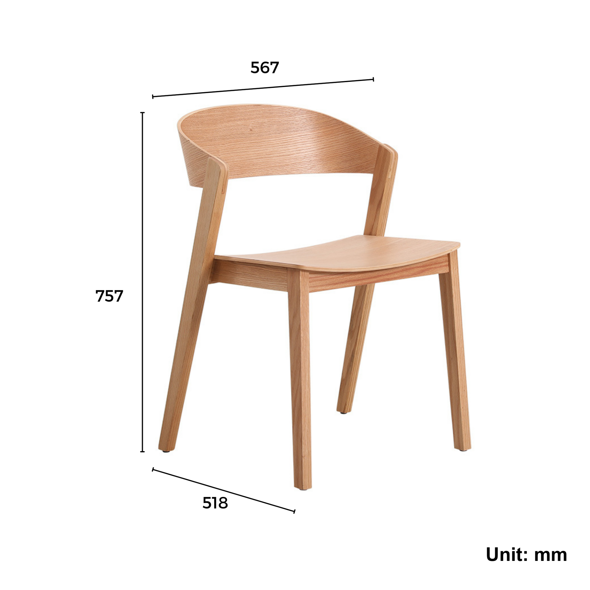 MODE Bowa Solid Wood Armless Dining Chair, Set of 4