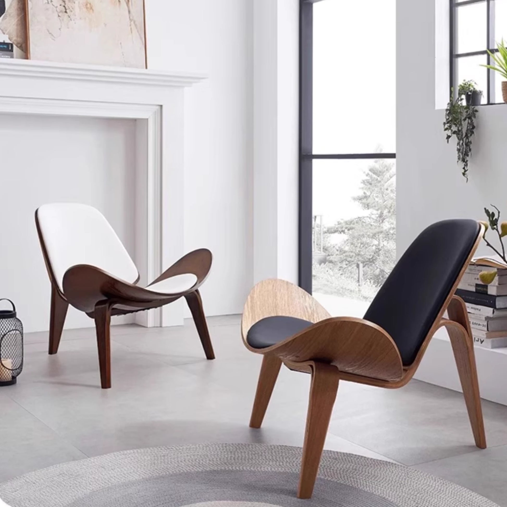 MODE Hans Wegner Shell Chair CH07 Replica, Dark wood & Ivory