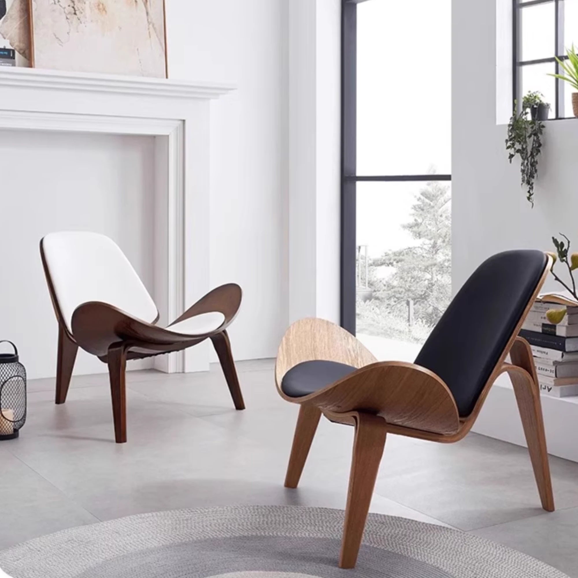MODE Hans Wegner Shell Chair CH07 Replica, Dark wood & Ivory