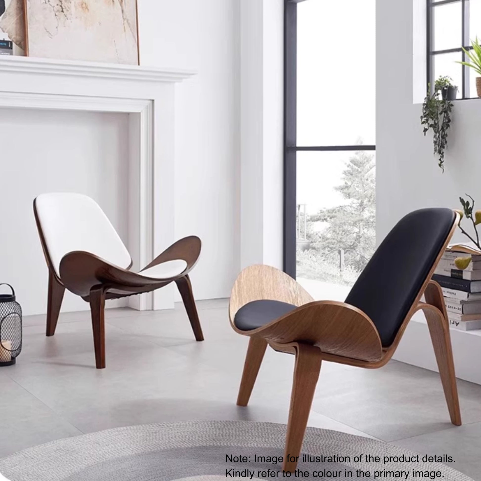 MODE Hans Wegner Shell Chair CH07 Replica, Dark wood & Black