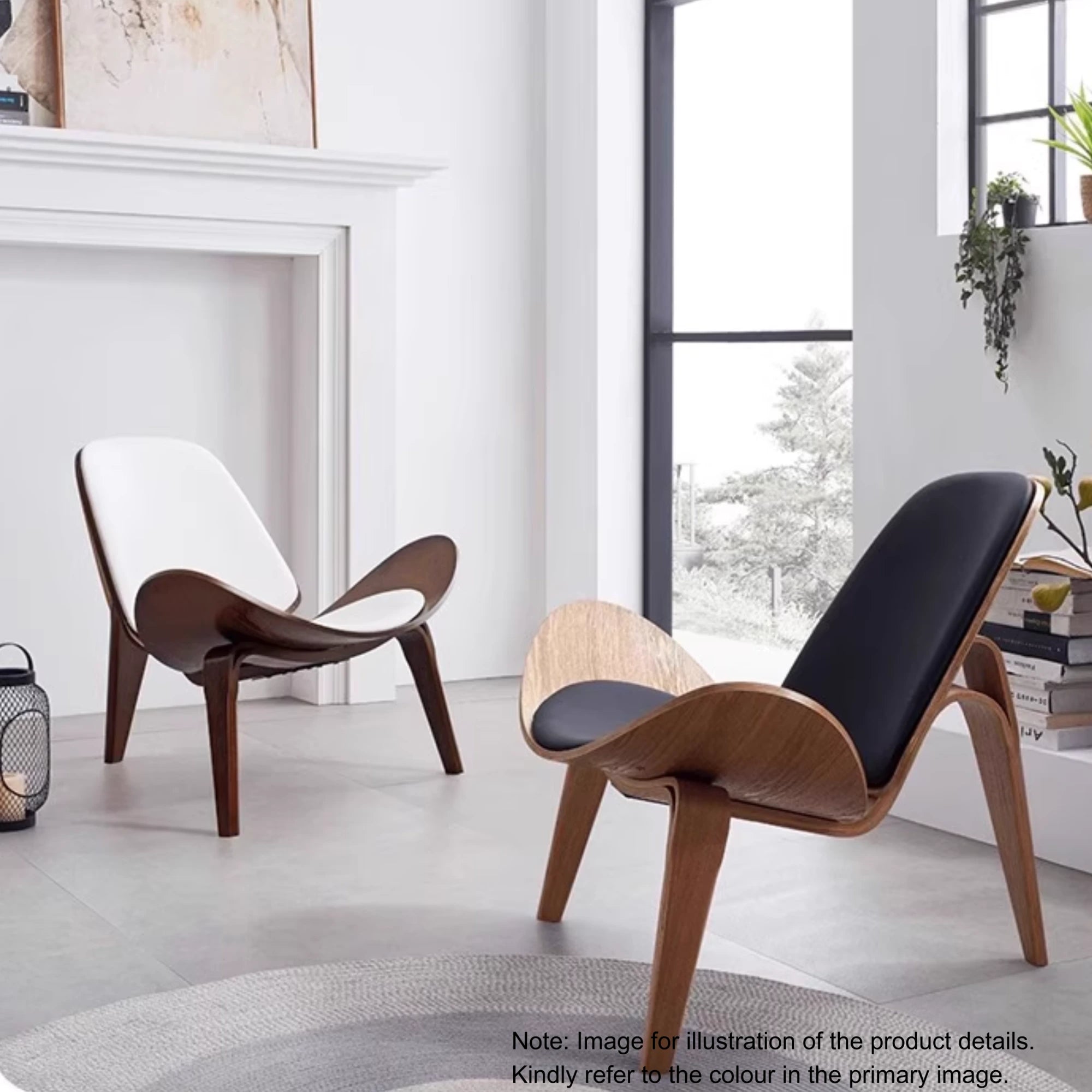 MODE Hans Wegner Shell Chair CH07 Replica, Dark wood & Black