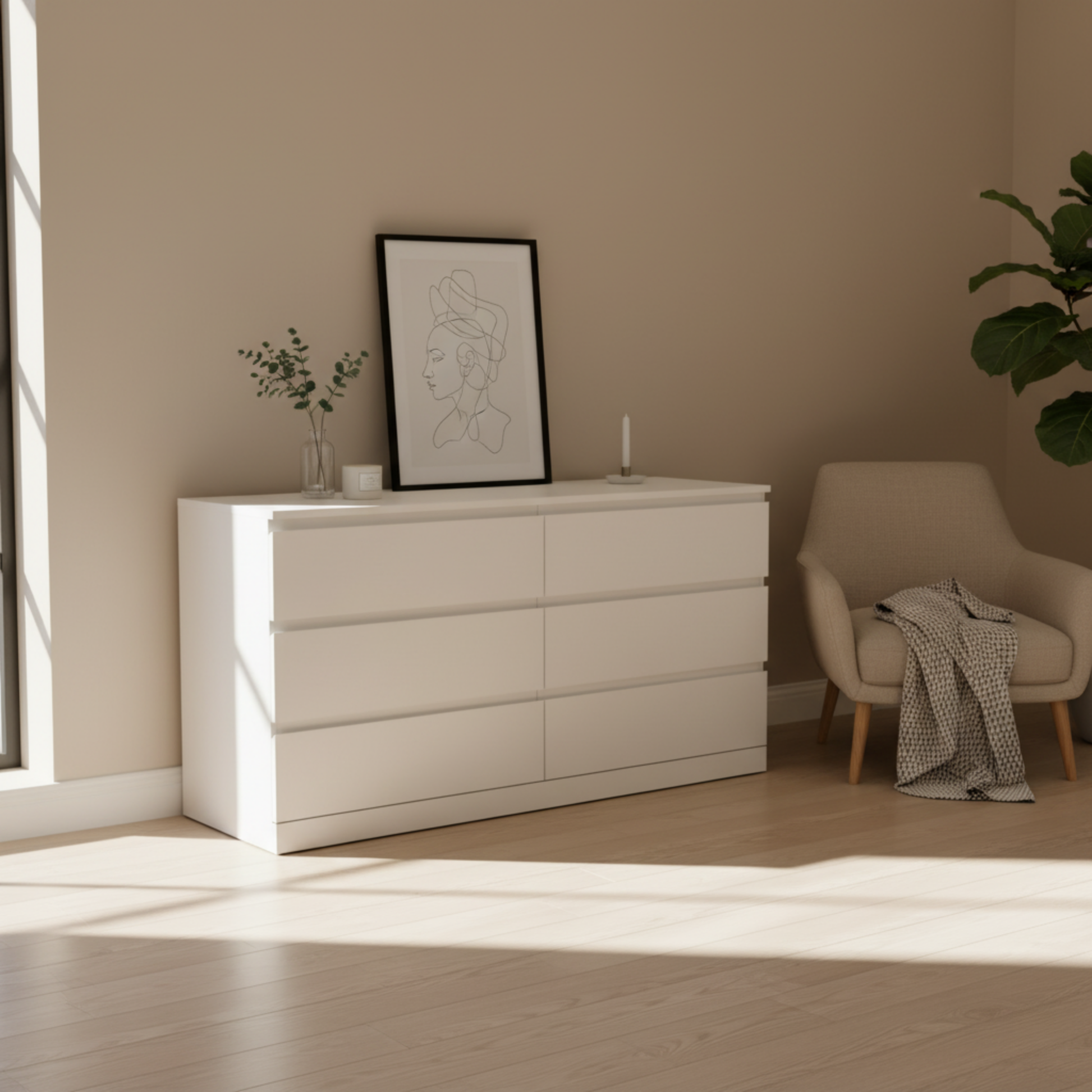 Loft Ensio Chest of 6 Drawers, Lowboy, Off-White