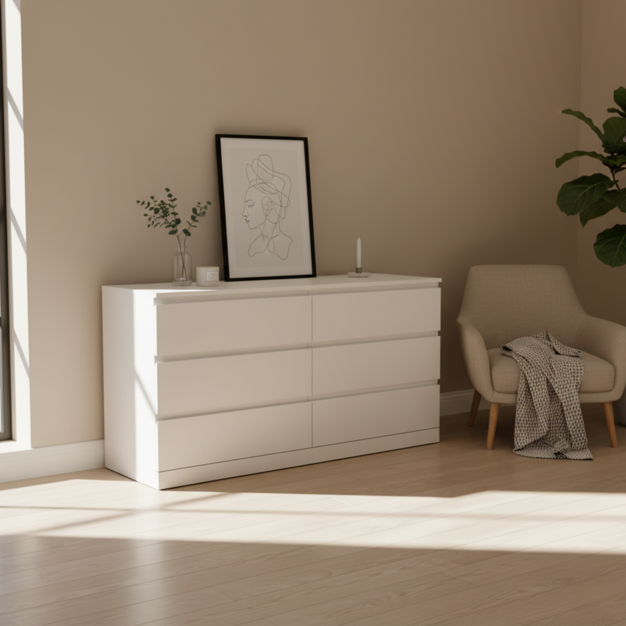 Loft Ensio Chest of 6 Drawers, Lowboy, Off-White