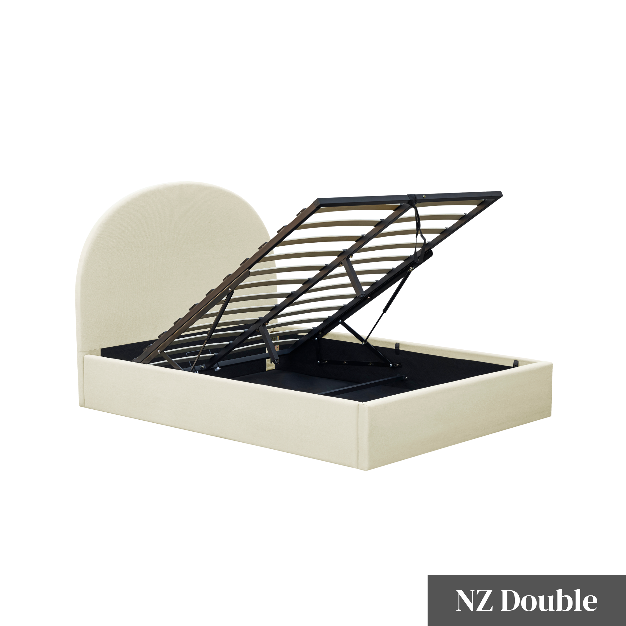 MODE Nova Fabric Gas Lift Bed Frame with Storage, Beige