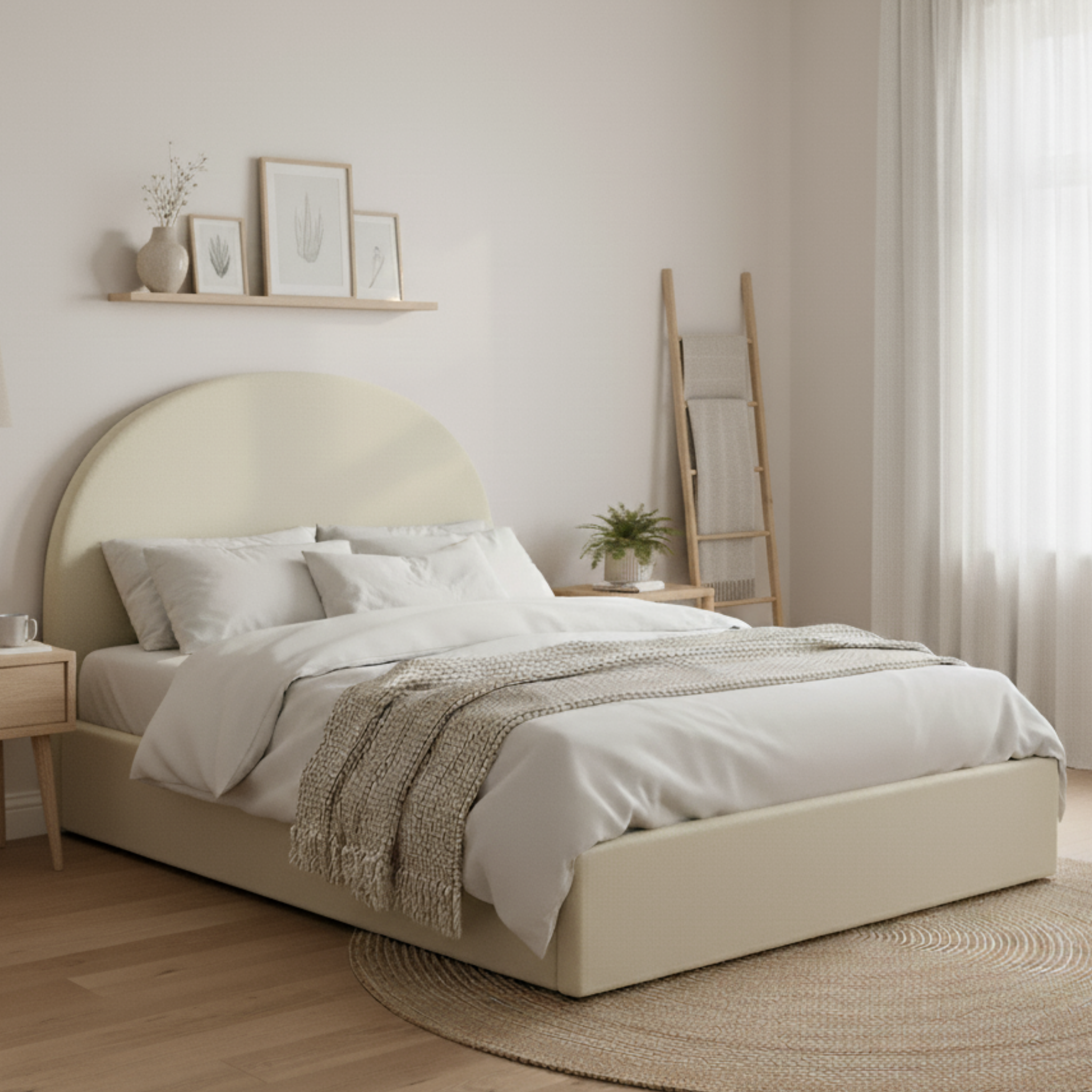 MODE Nova Fabric Gas Lift Bed Frame with Storage, Beige