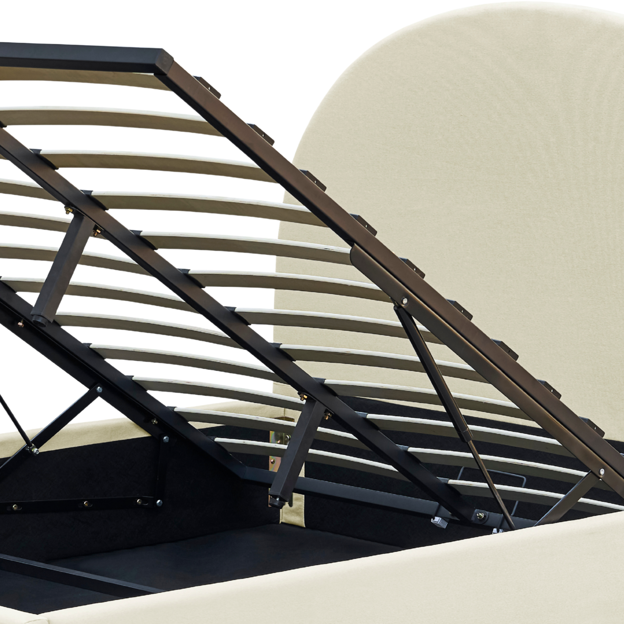 MODE Nova Fabric Gas Lift Bed Frame with Storage, Beige