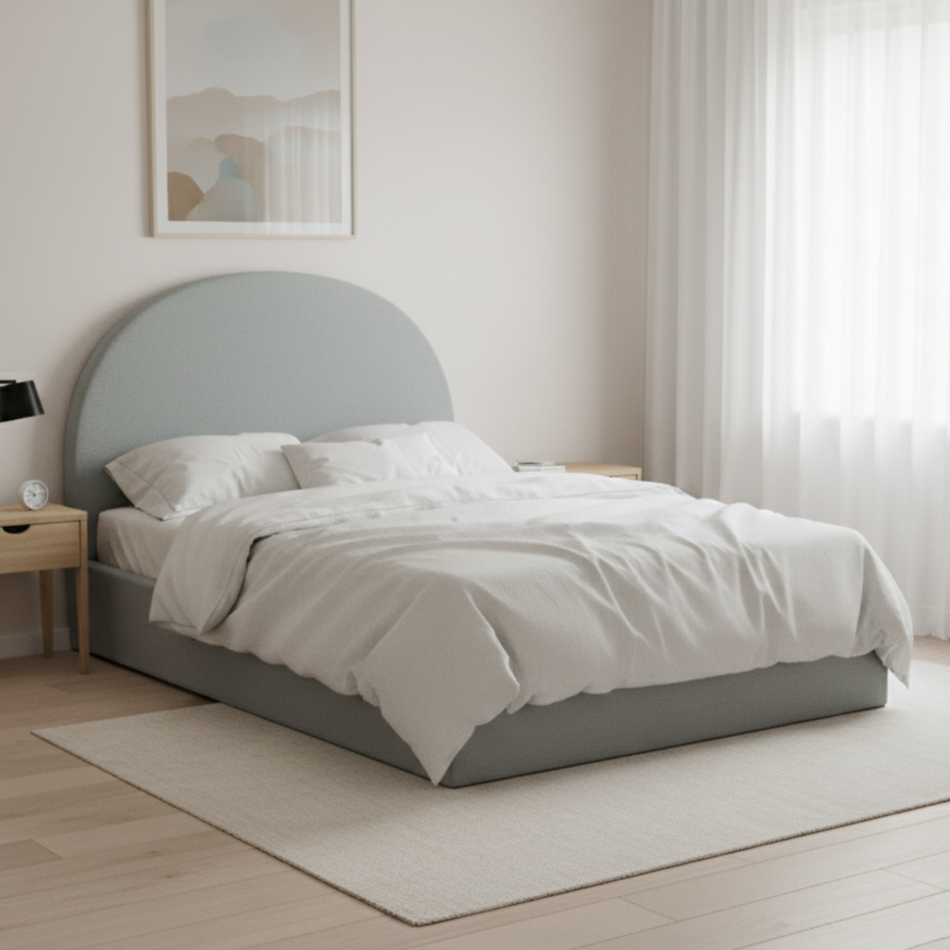 MODE Nova Fabric Gas Lift NZ Queen Bed Frame with Storage, Grey