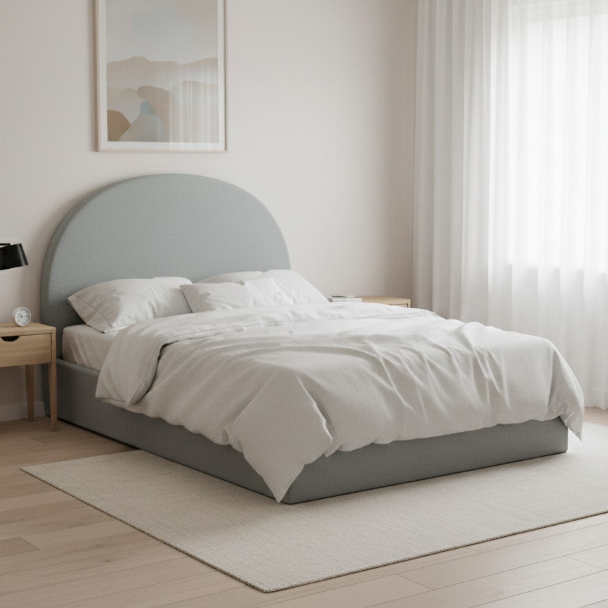 MODE Nova Fabric Gas Lift NZ Queen Bed Frame with Storage, Grey