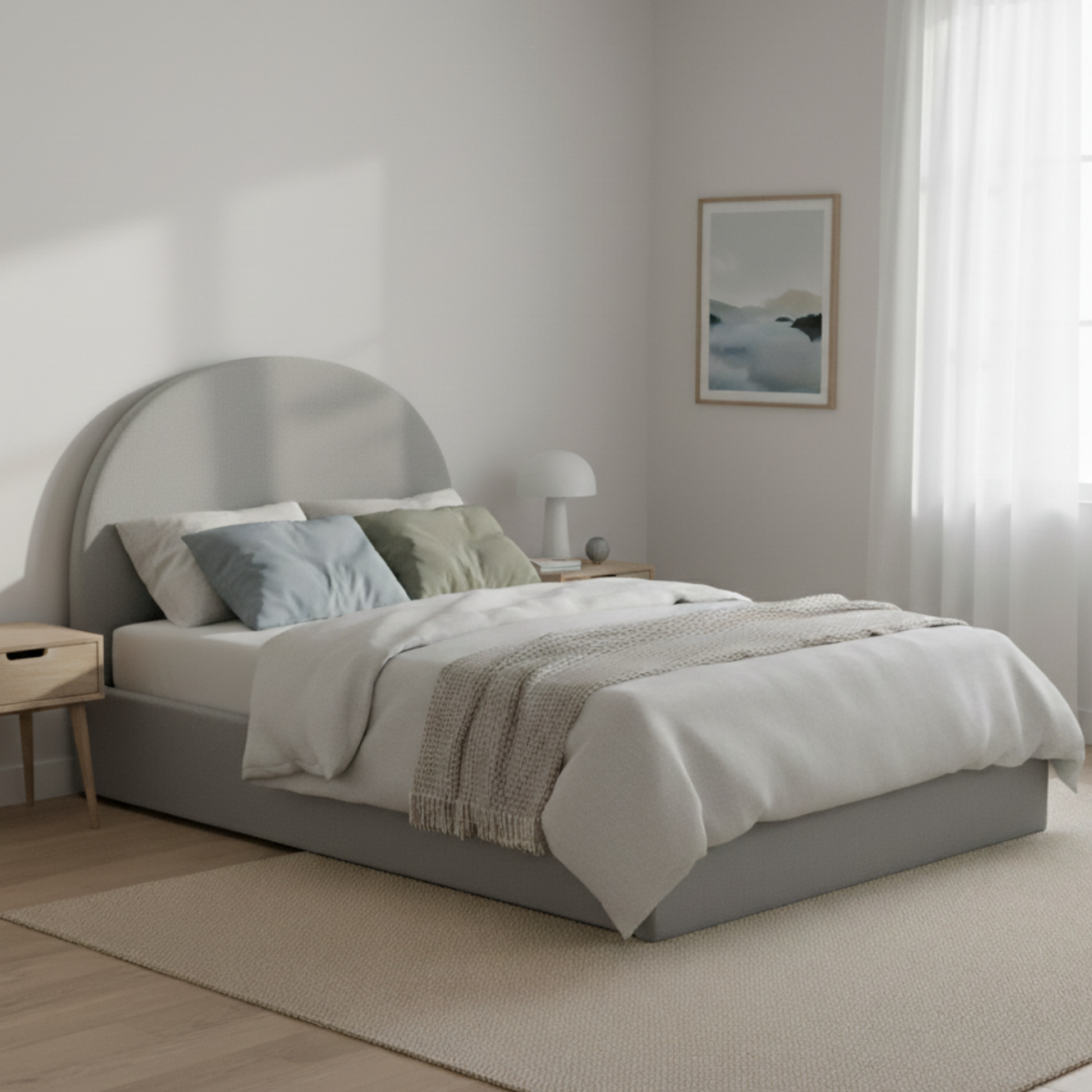 MODE Nova Fabric Gas Lift NZ Queen Bed Frame with Storage, Grey