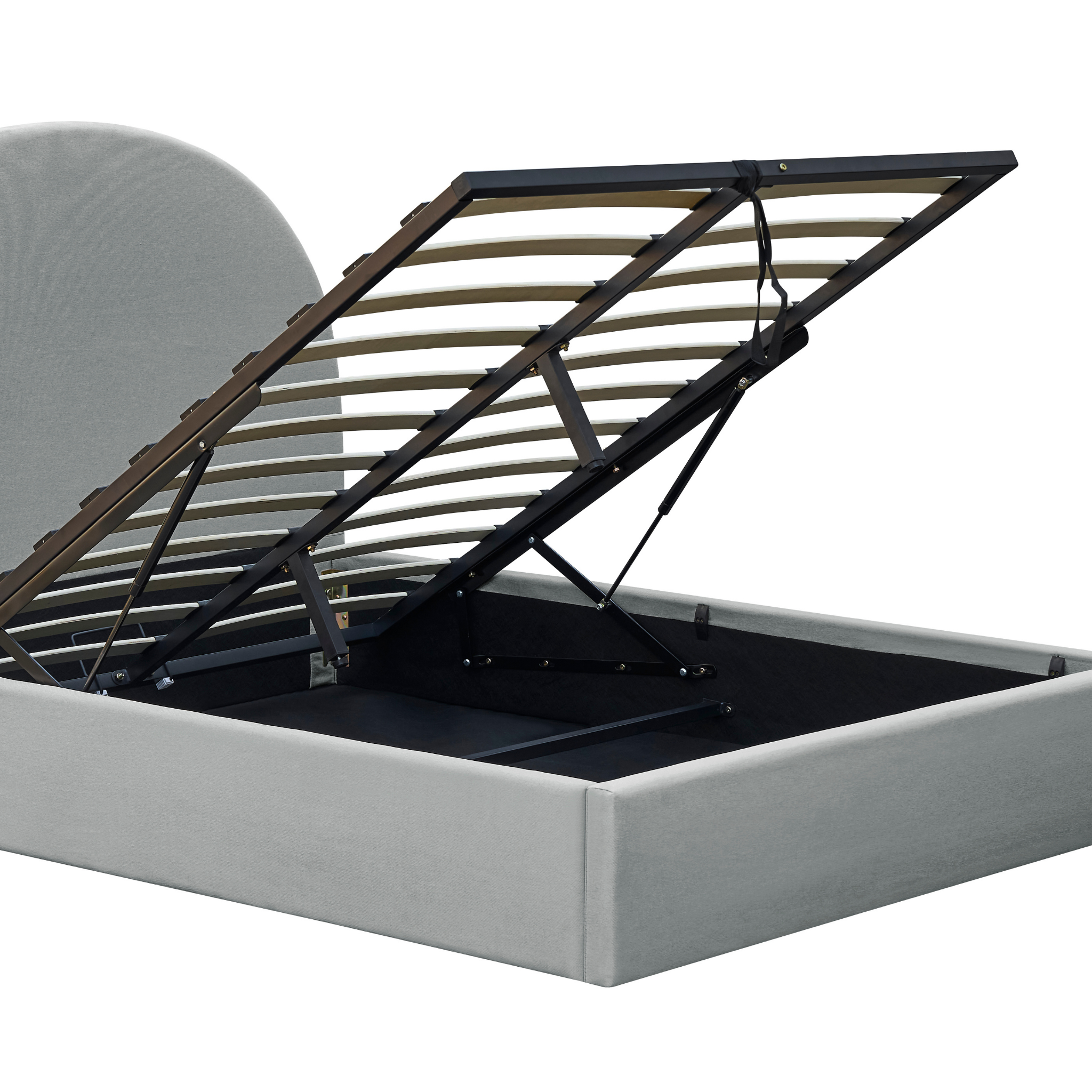 MODE Nova Fabric Gas Lift NZ Queen Bed Frame with Storage, Grey