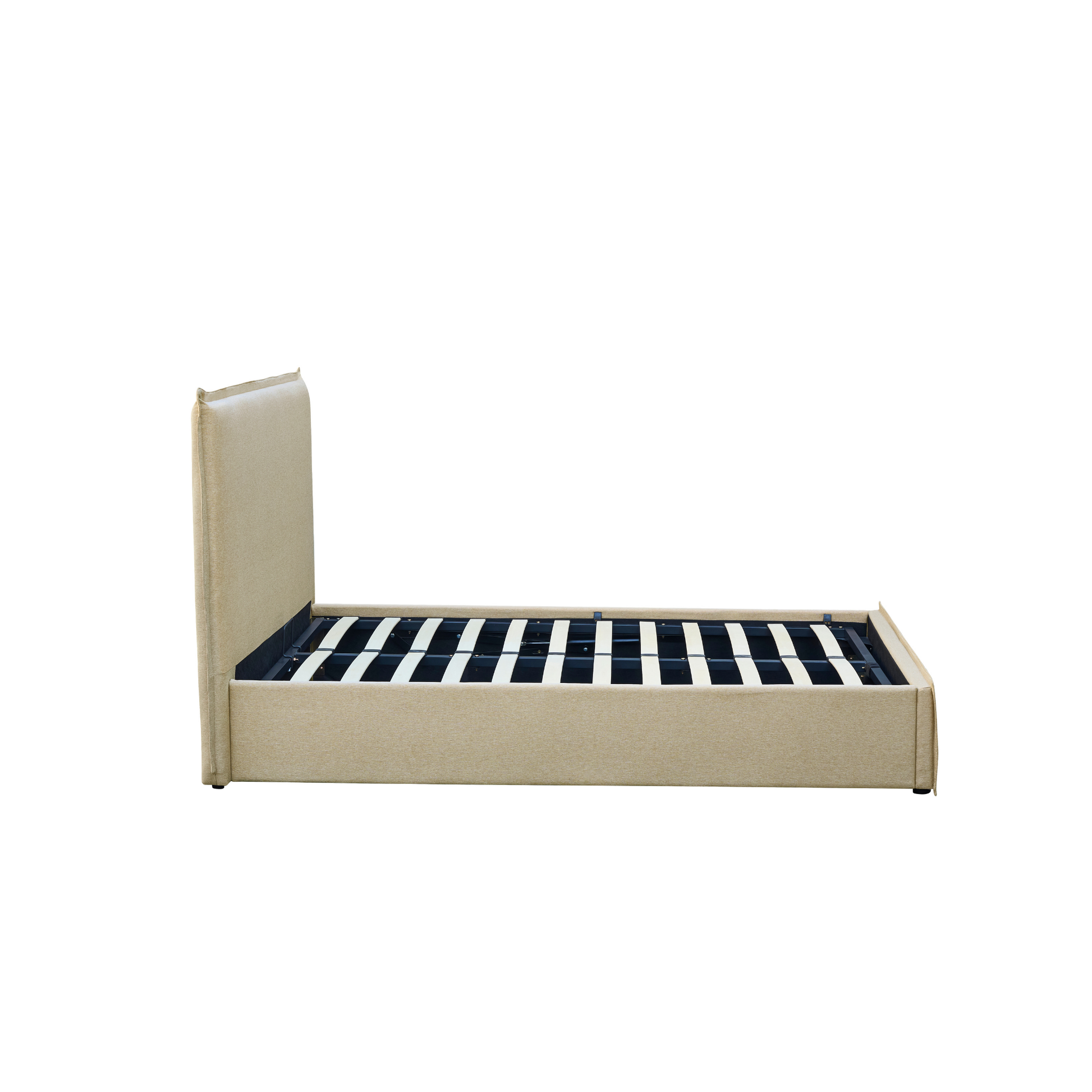 MODE Lina Fabric Gas Lift Bed Frame with Storage, Beige