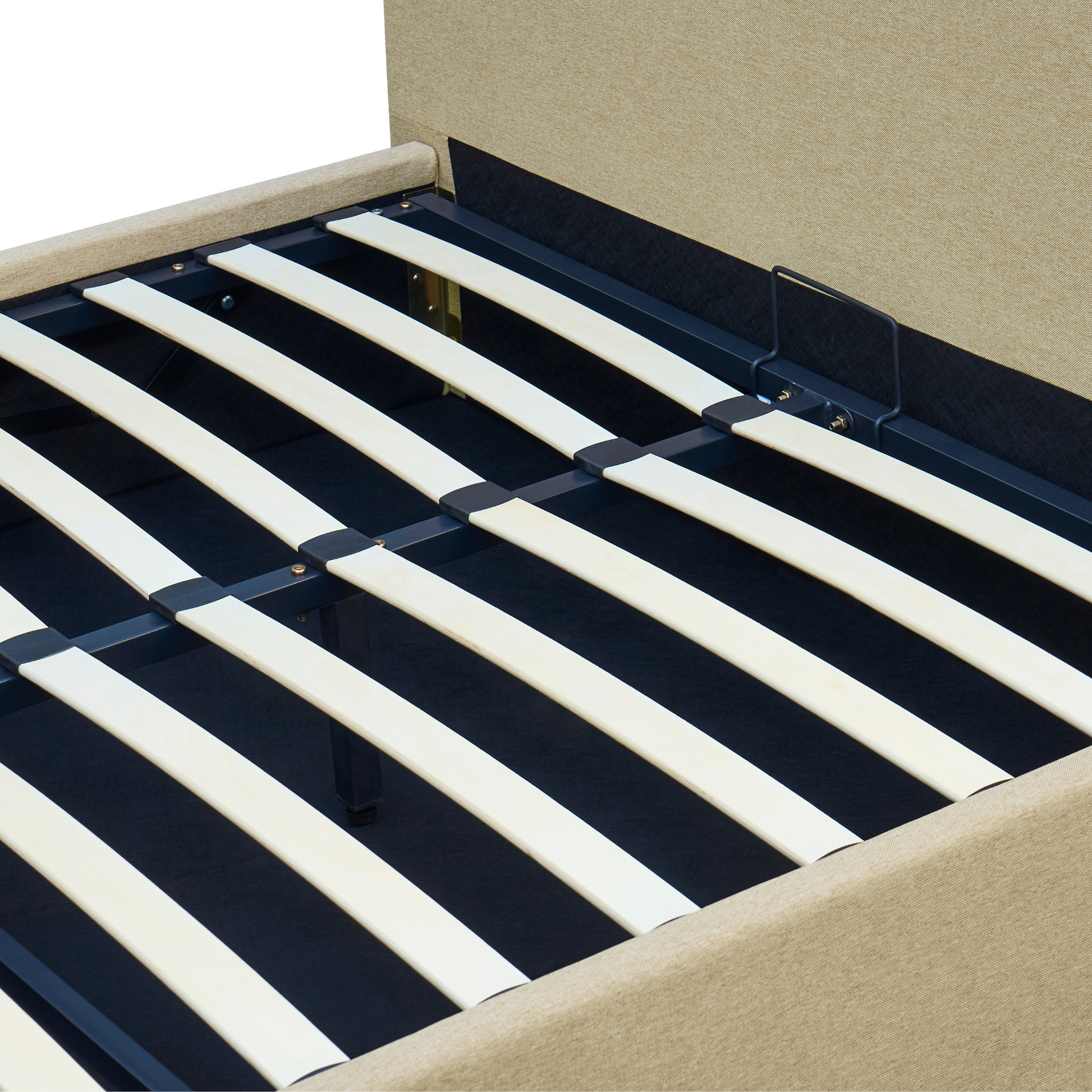 MODE Lina Fabric Gas Lift Bed Frame with Storage, Beige