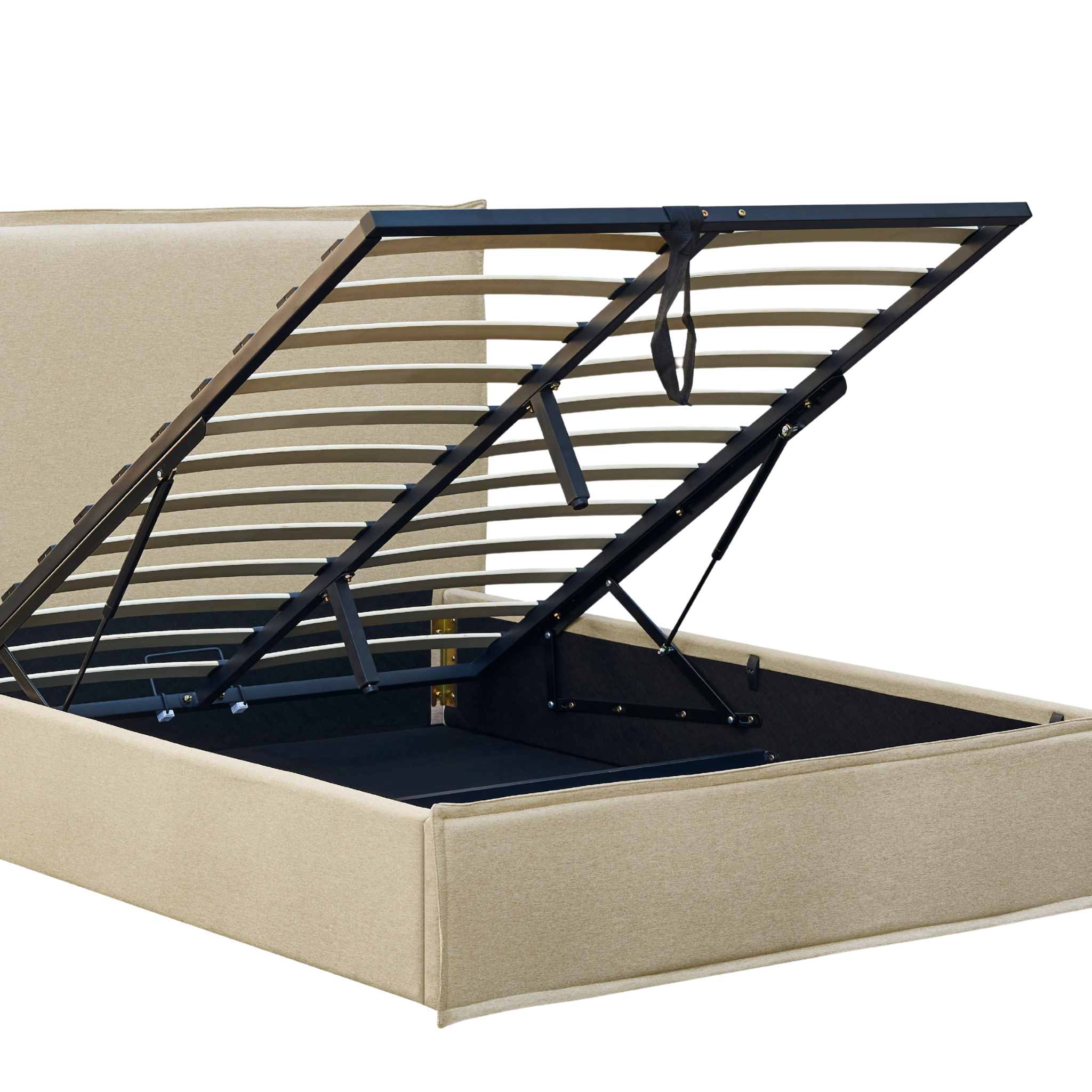 MODE Lina Fabric Gas Lift Bed Frame with Storage, Beige